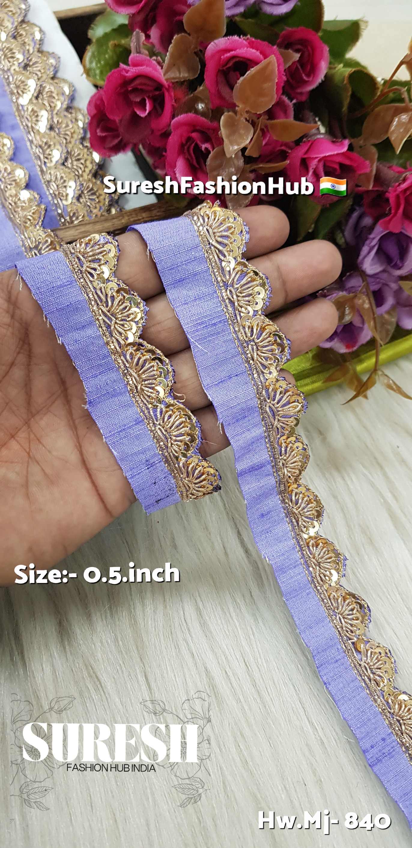 Lilac Zardosi Scalloped Border – Mj-840