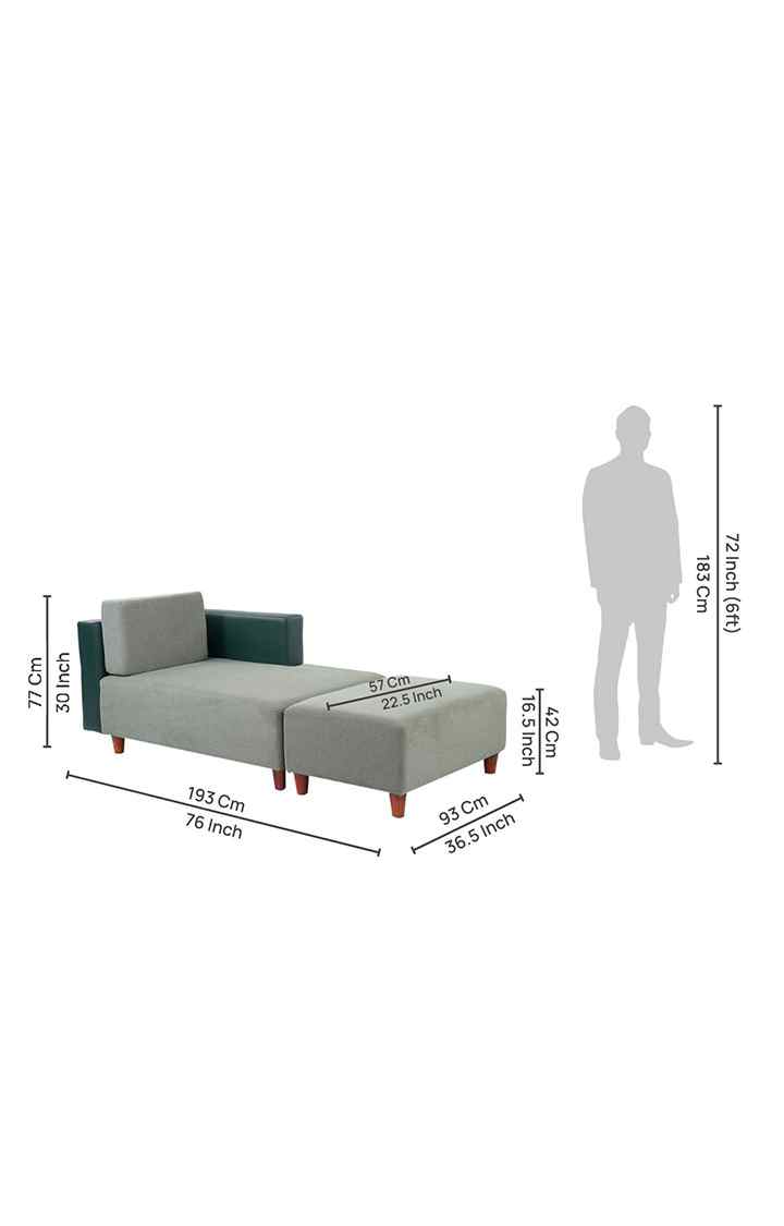 neudot Hailey Fabric Chaise Lounger LHS in Misty Green Colour
