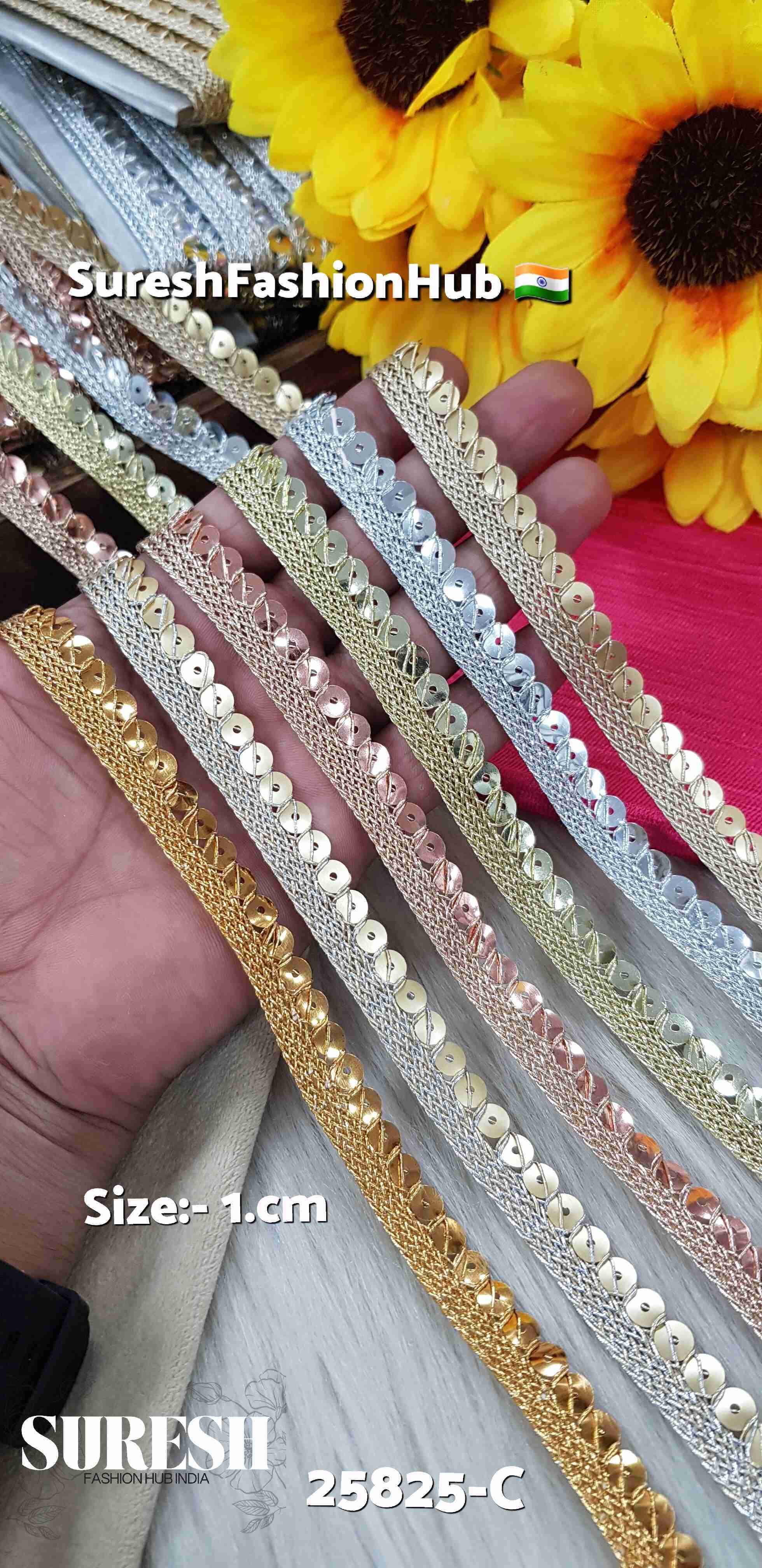 Rose Sequin Jhalar Lace – 18 Meters