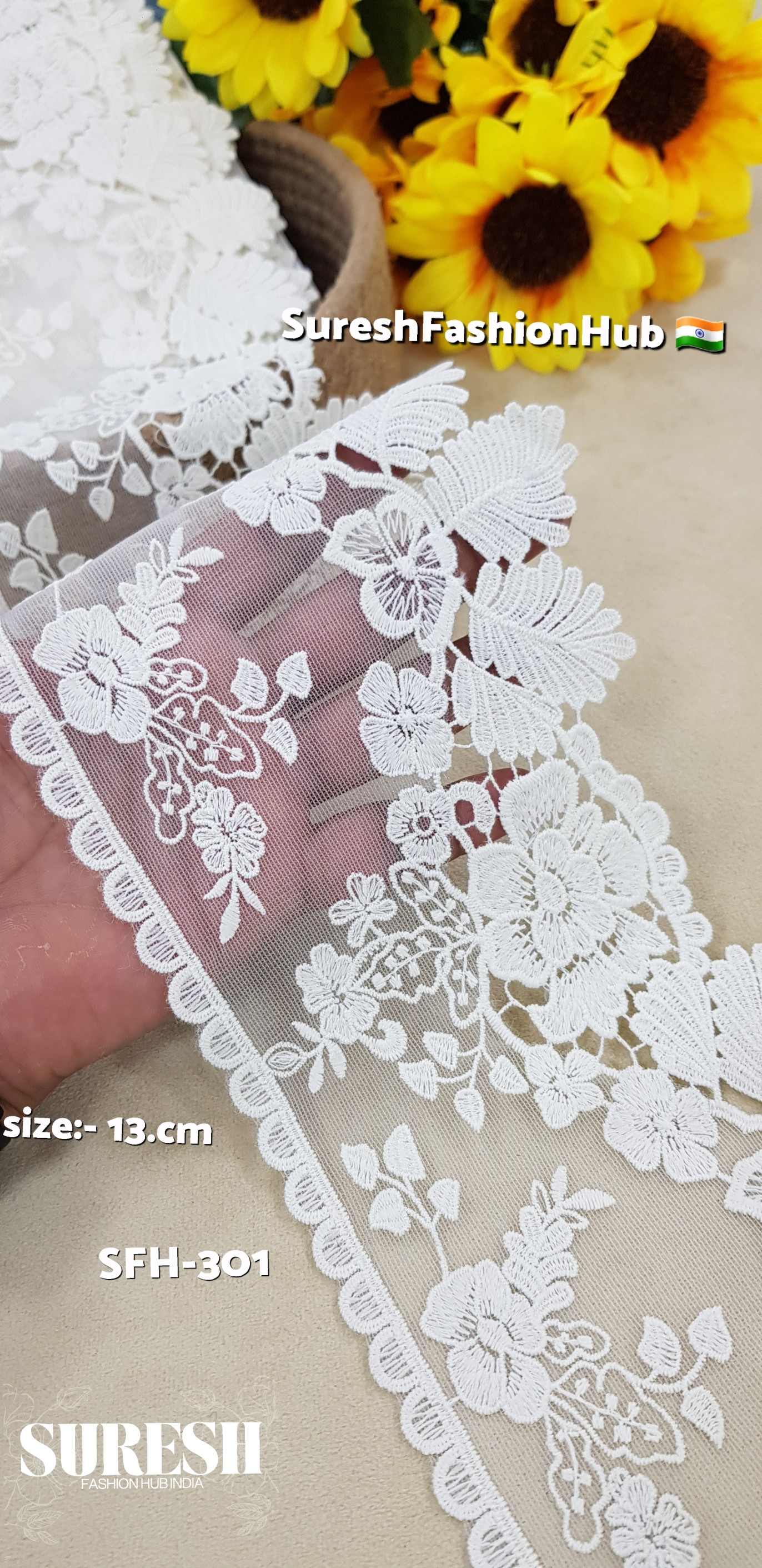 Off White One-Sided Organza GPO Lace with Transparent Sequins
