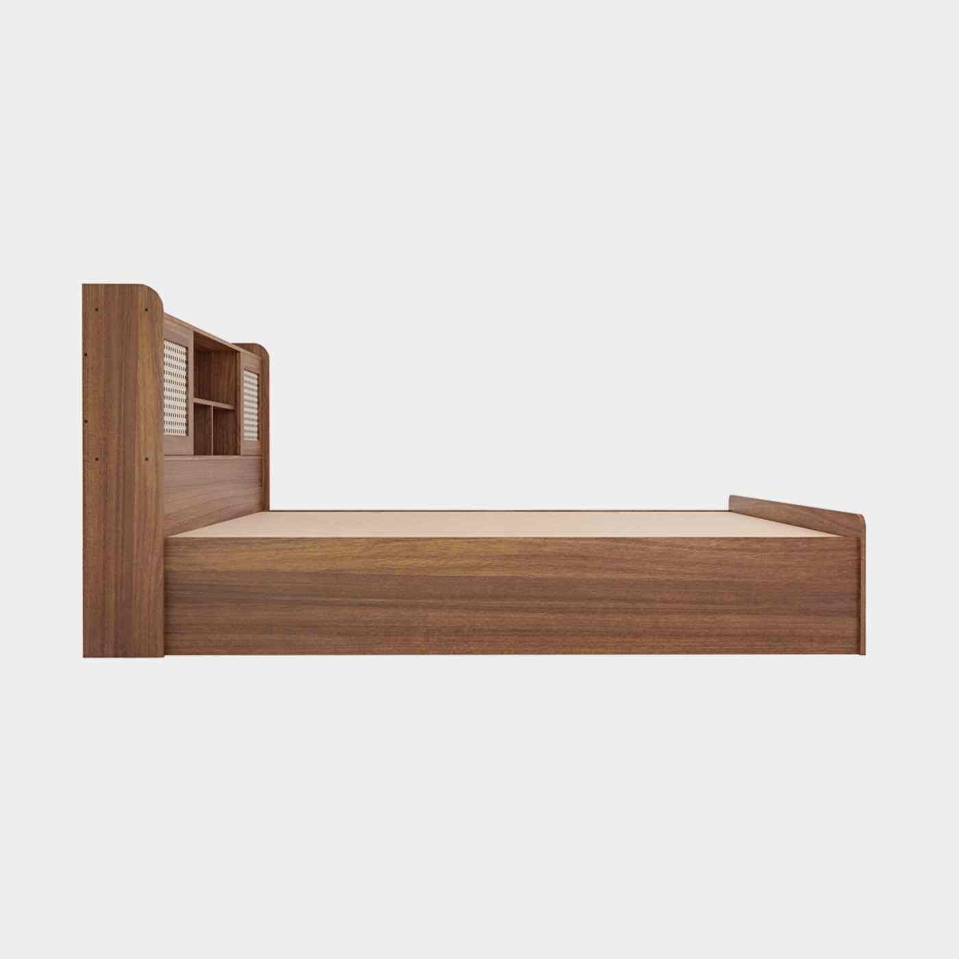 Sakura Rattan Box & Headboard Storage Bed - King, Leon Teak Finish