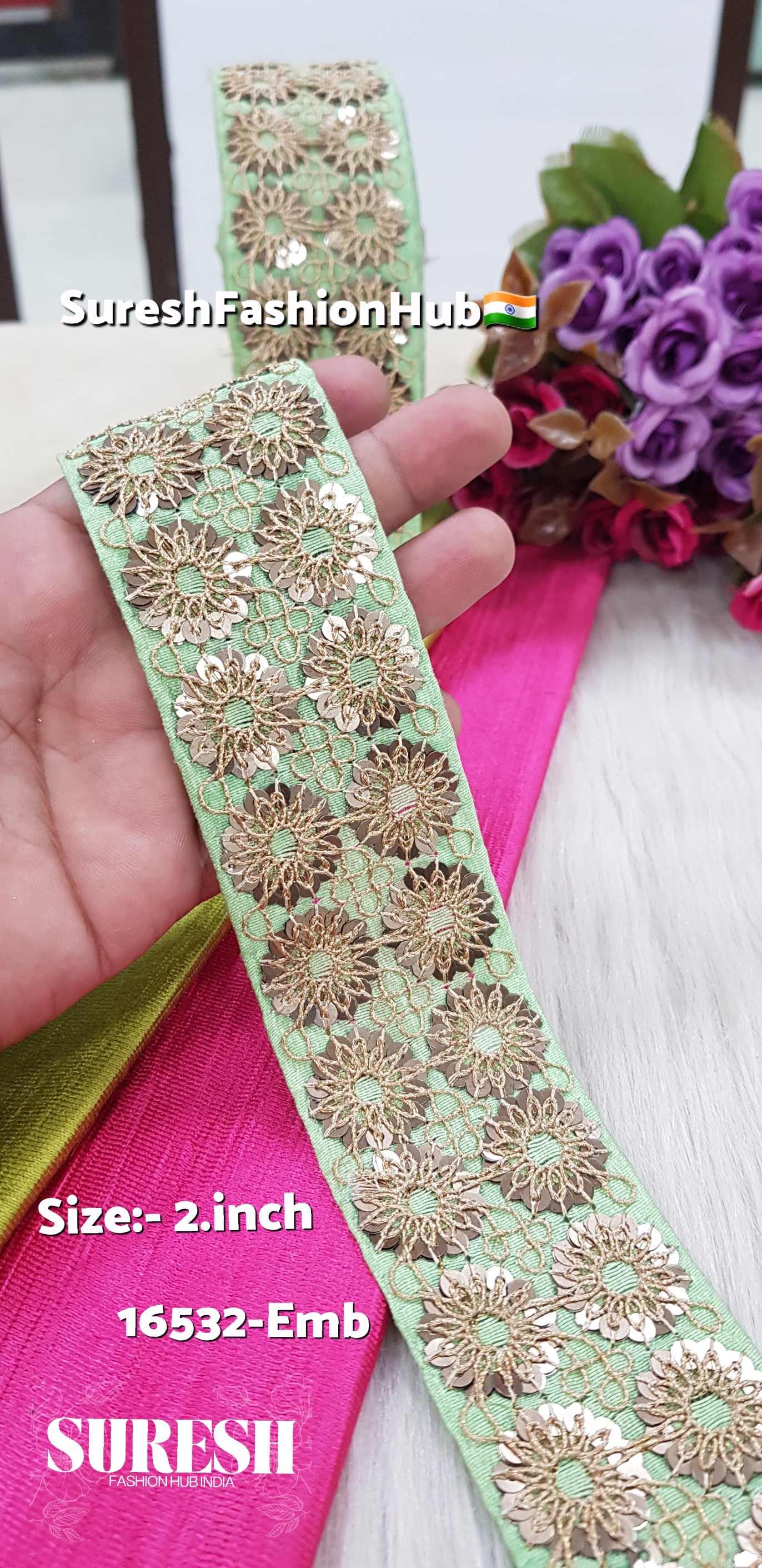 Pista Sequin & Dori Embroidery Fabric Lace – 16532-Emb