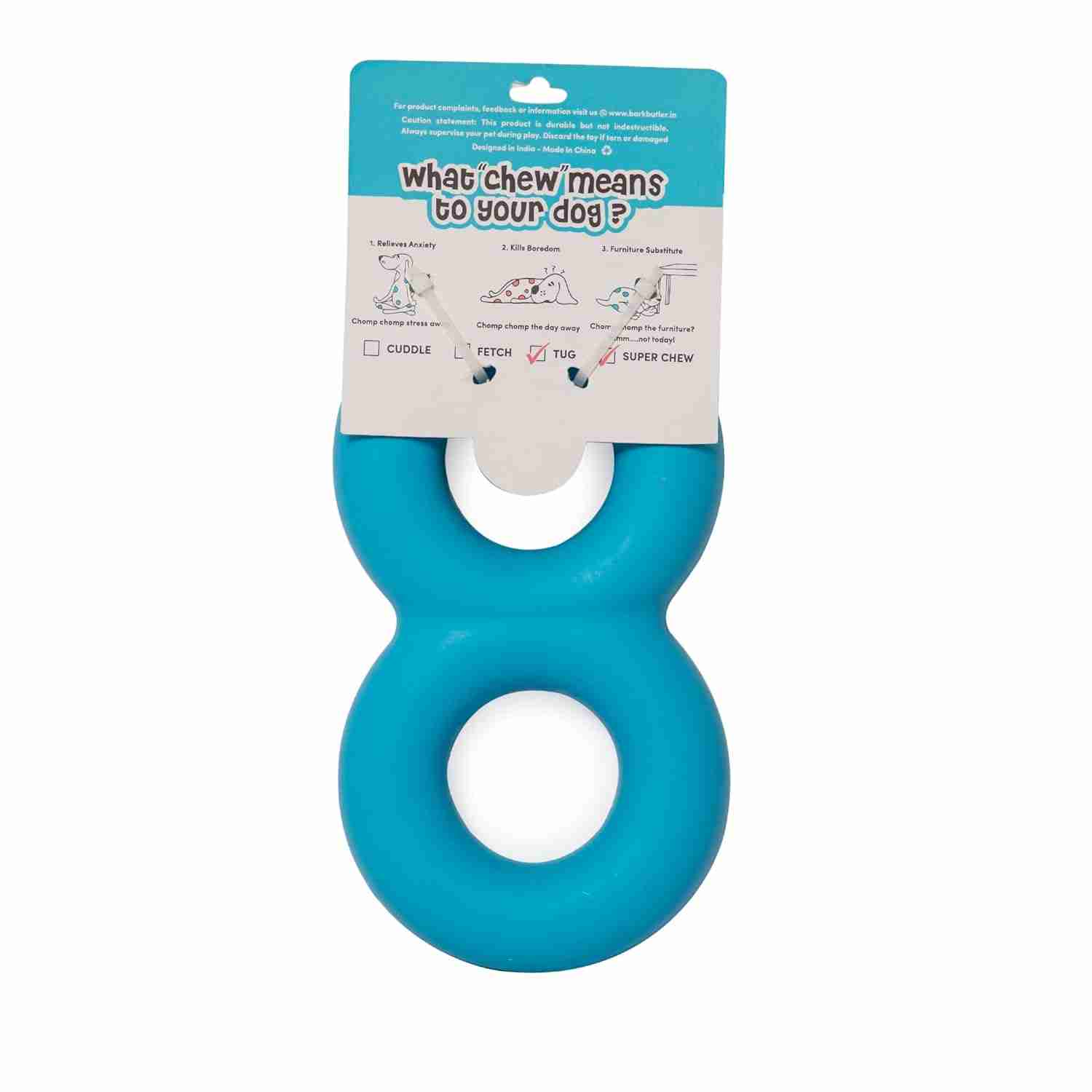 Barkbutler Crazy Eight Dog Toy, Blue