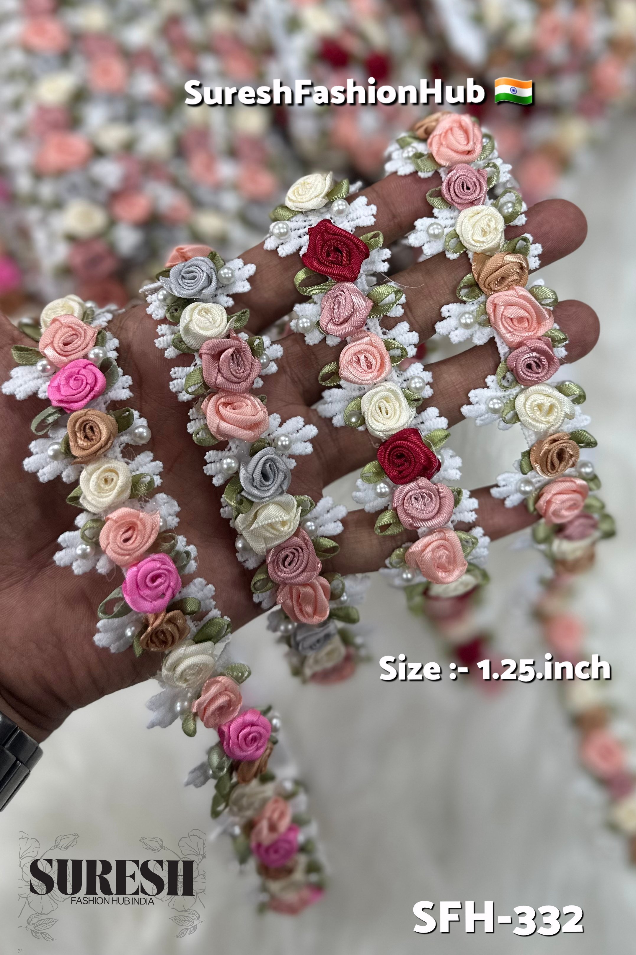 Beige Rose Ribbon GPO Lace