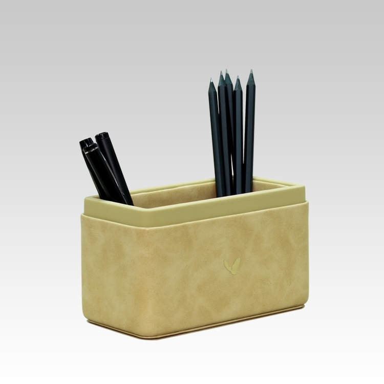 Pen/Pencil Holder | Faux Leather | Rectangular Medium | Moderno | Cream