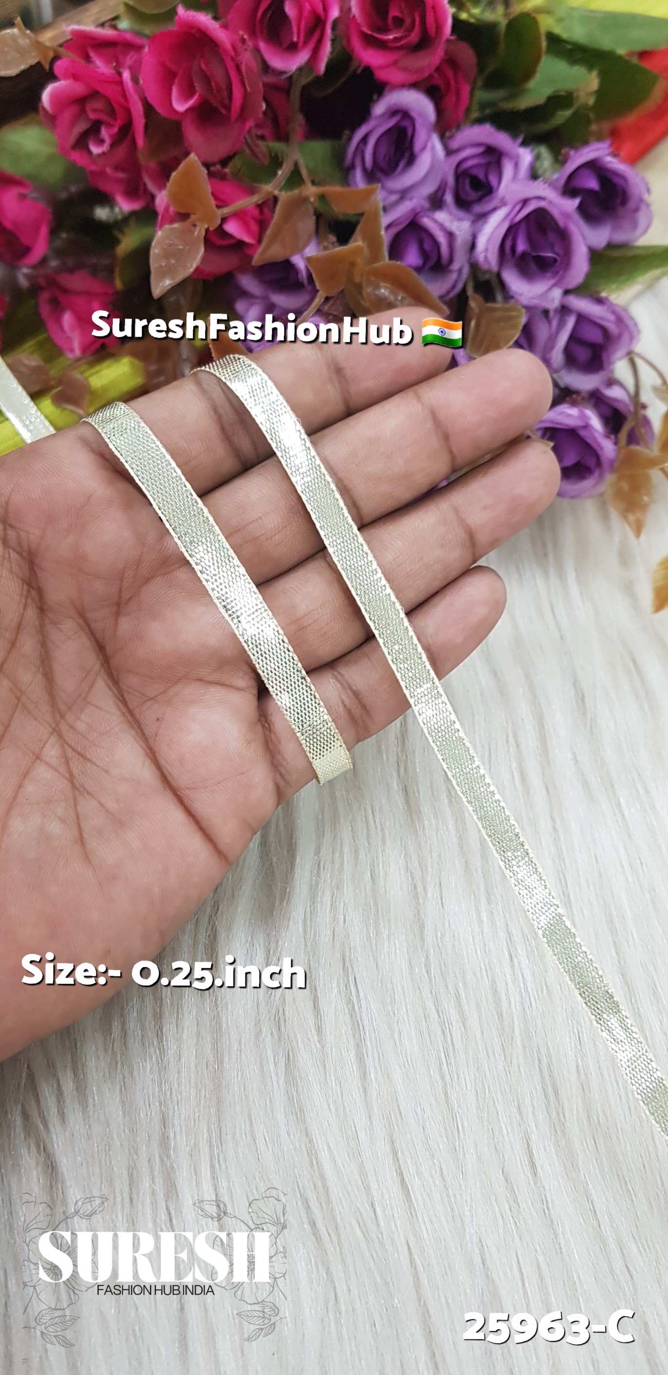 25963-C Water Plain Gota Patti Lace – 0.25 inch