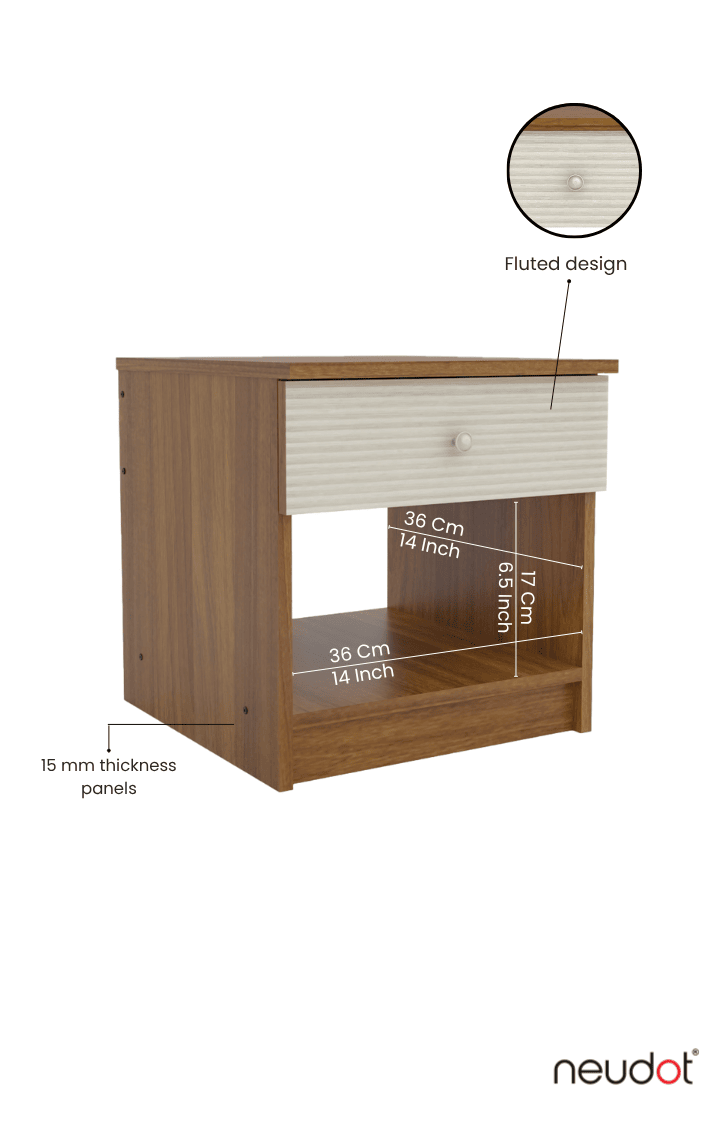 Wave Bedside Table - Leon Teak Finish
