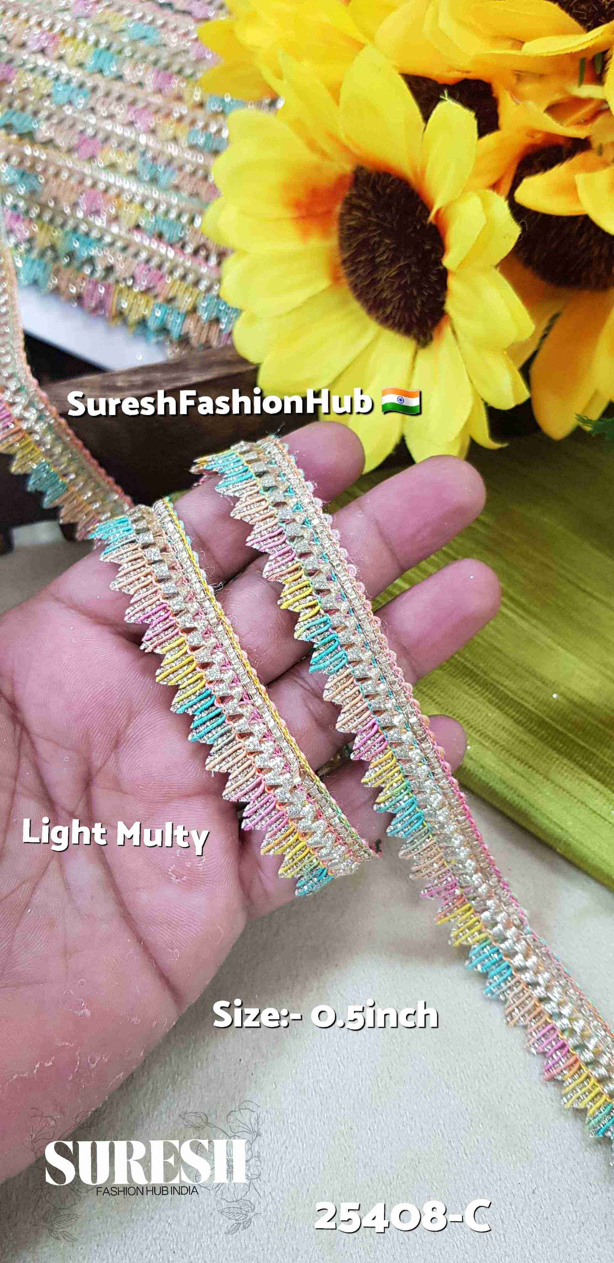 Light Multy Glitter Jhalar Lace – 18 Meters