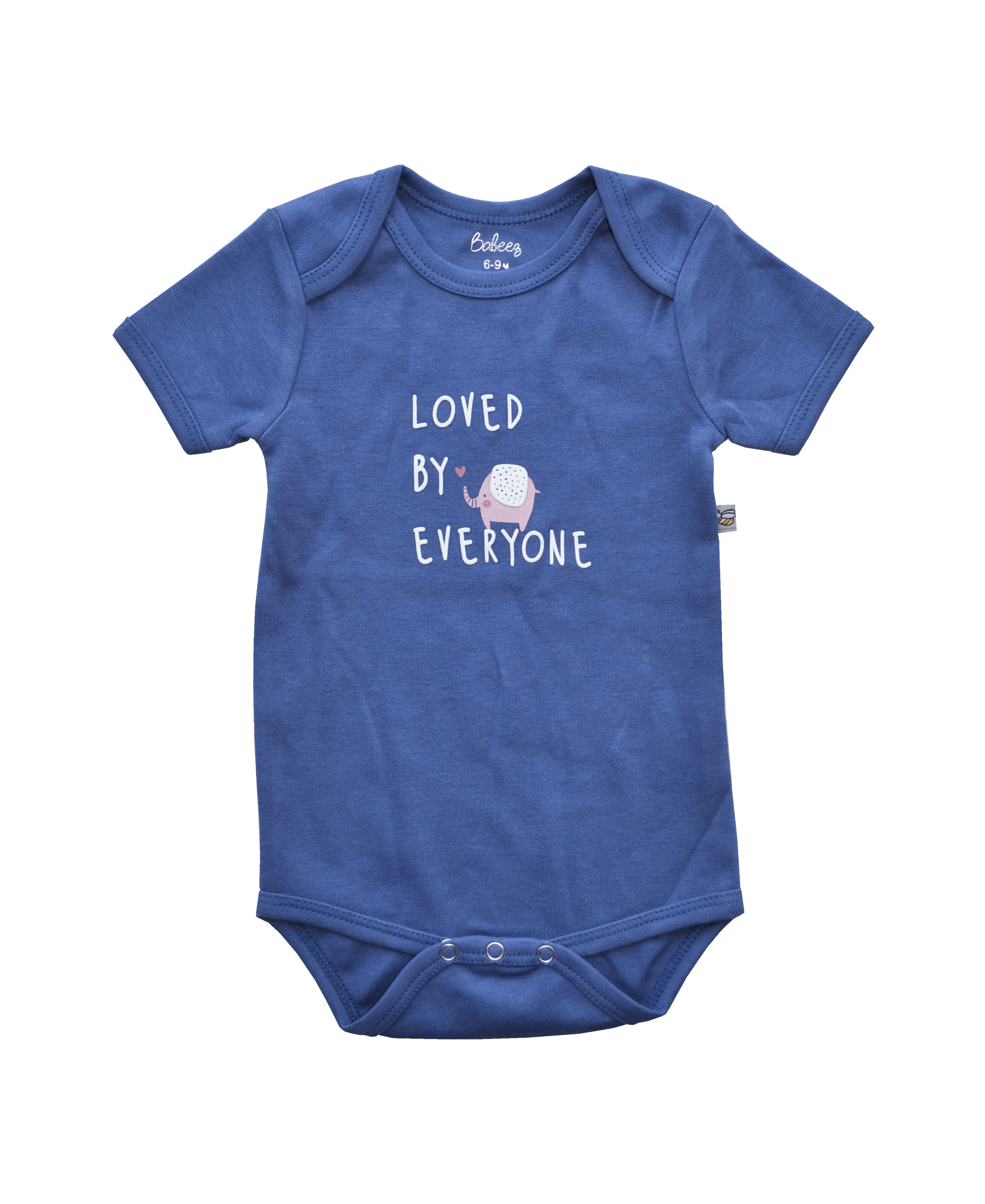 Loved By Everyone Print On Blue Baby Romper/Onesie(100% Cotton)