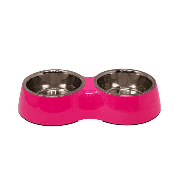 Ezra Retro Double Dinner Pet Bowl - Pink