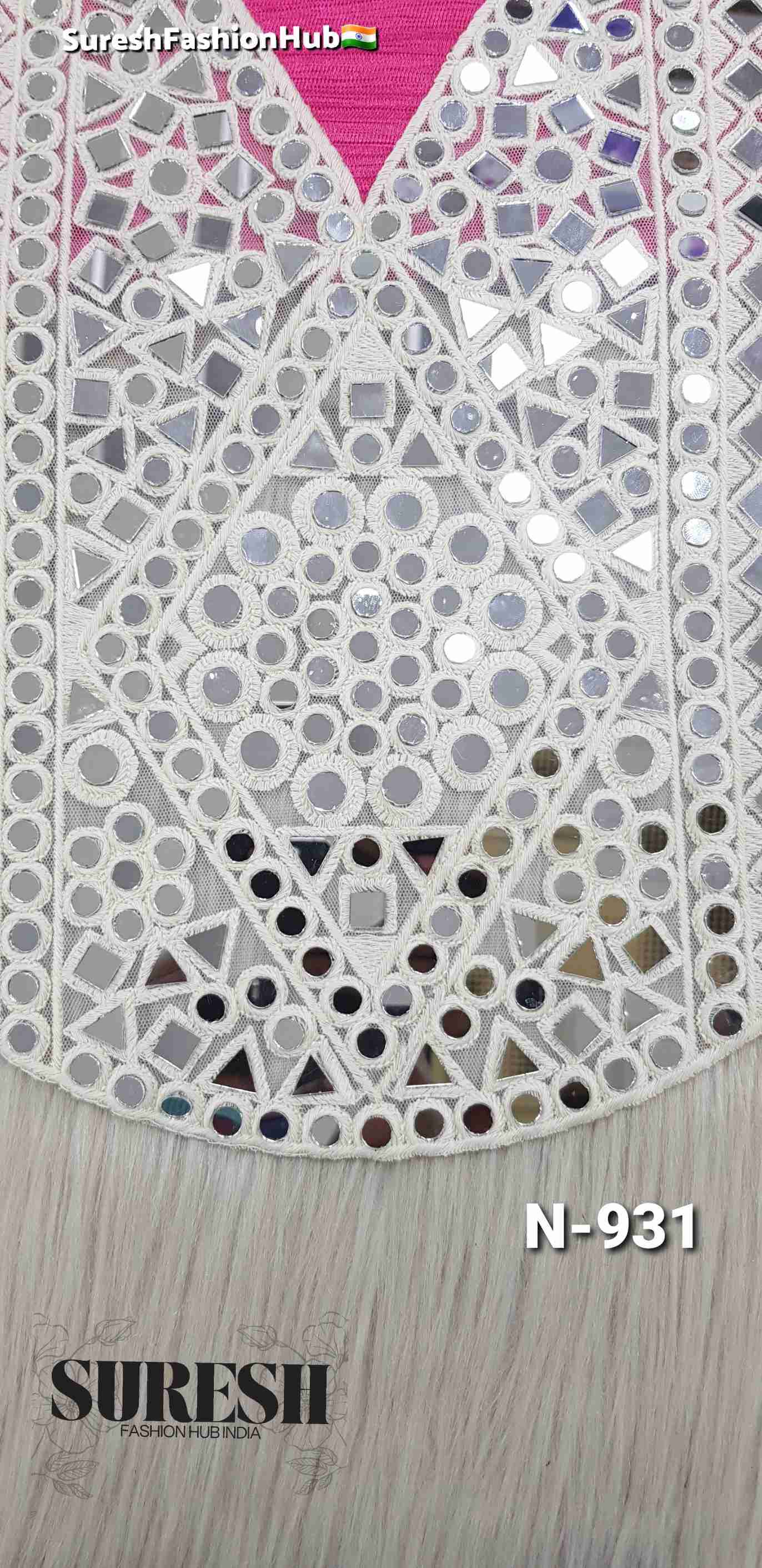 Off White Geometric Floral Mirror Embroidered Neck – N-931