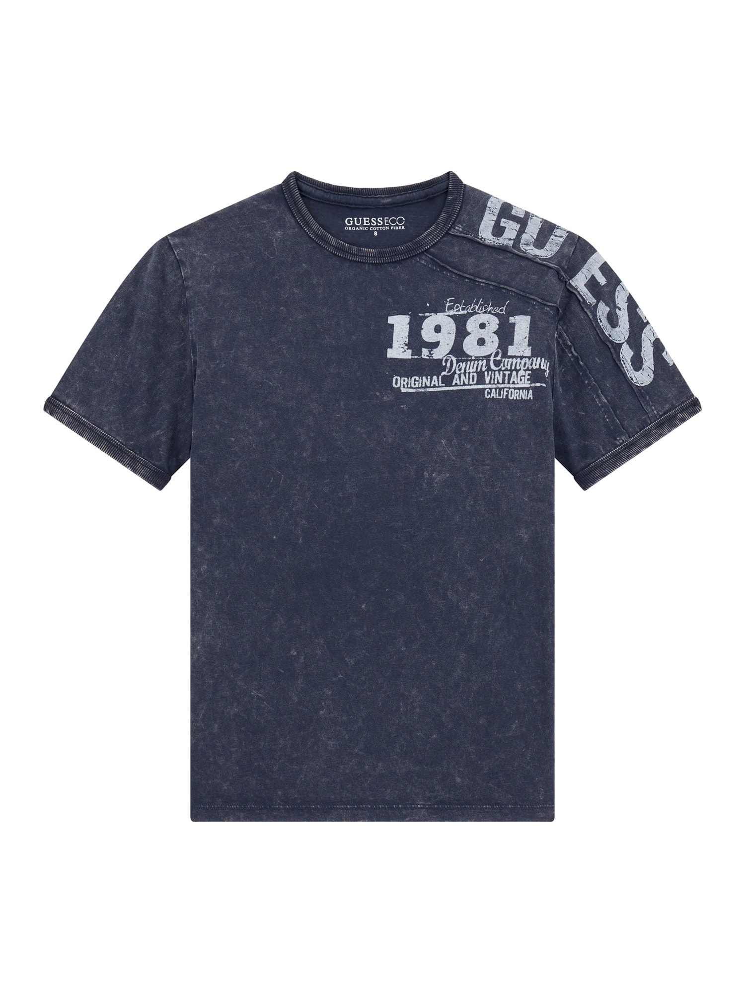 Guess Navy Blue Cotton Print Boys Tshirt