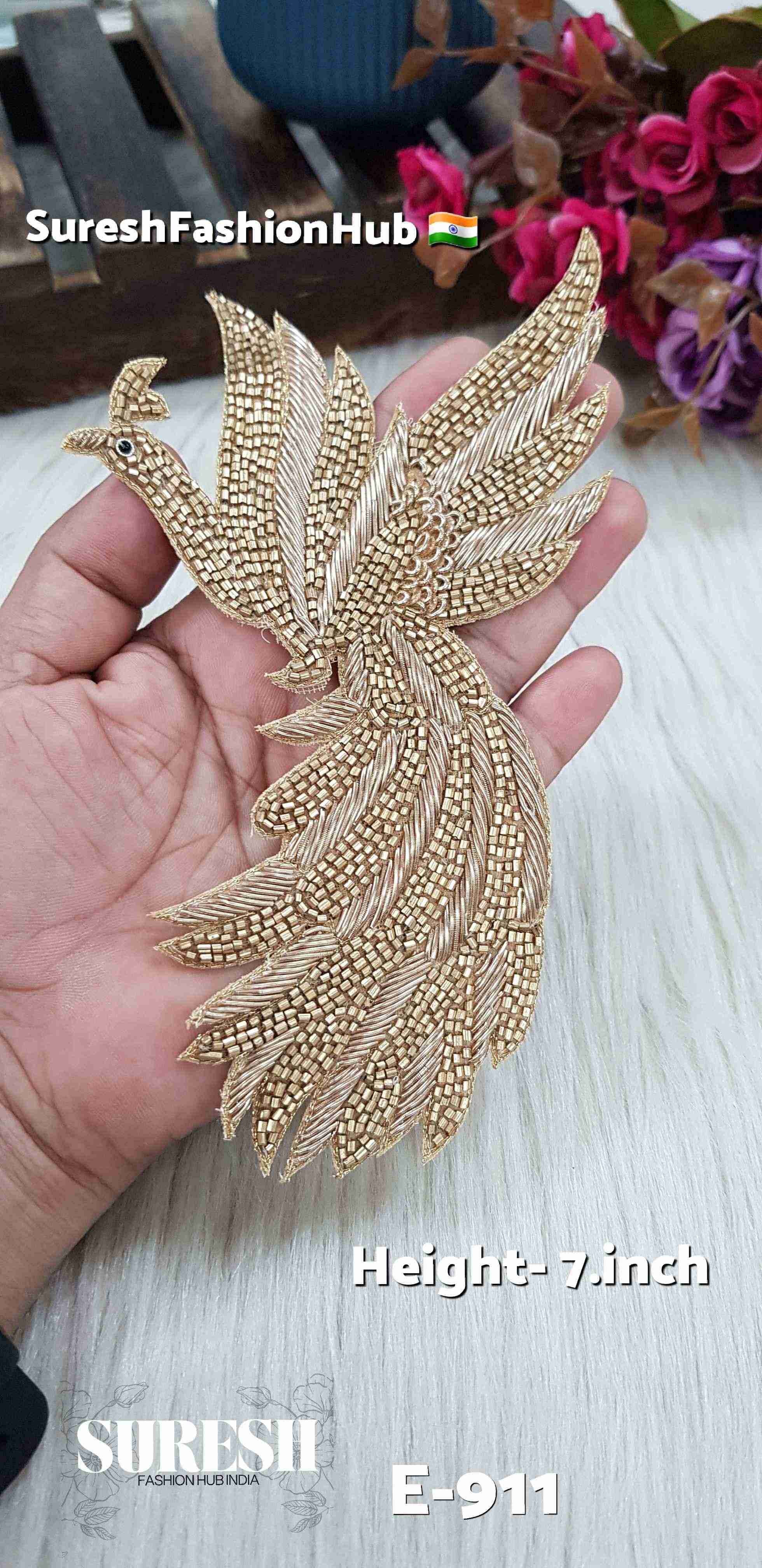 Matt Gold Left Facing Flying Peacock Patch – E-911