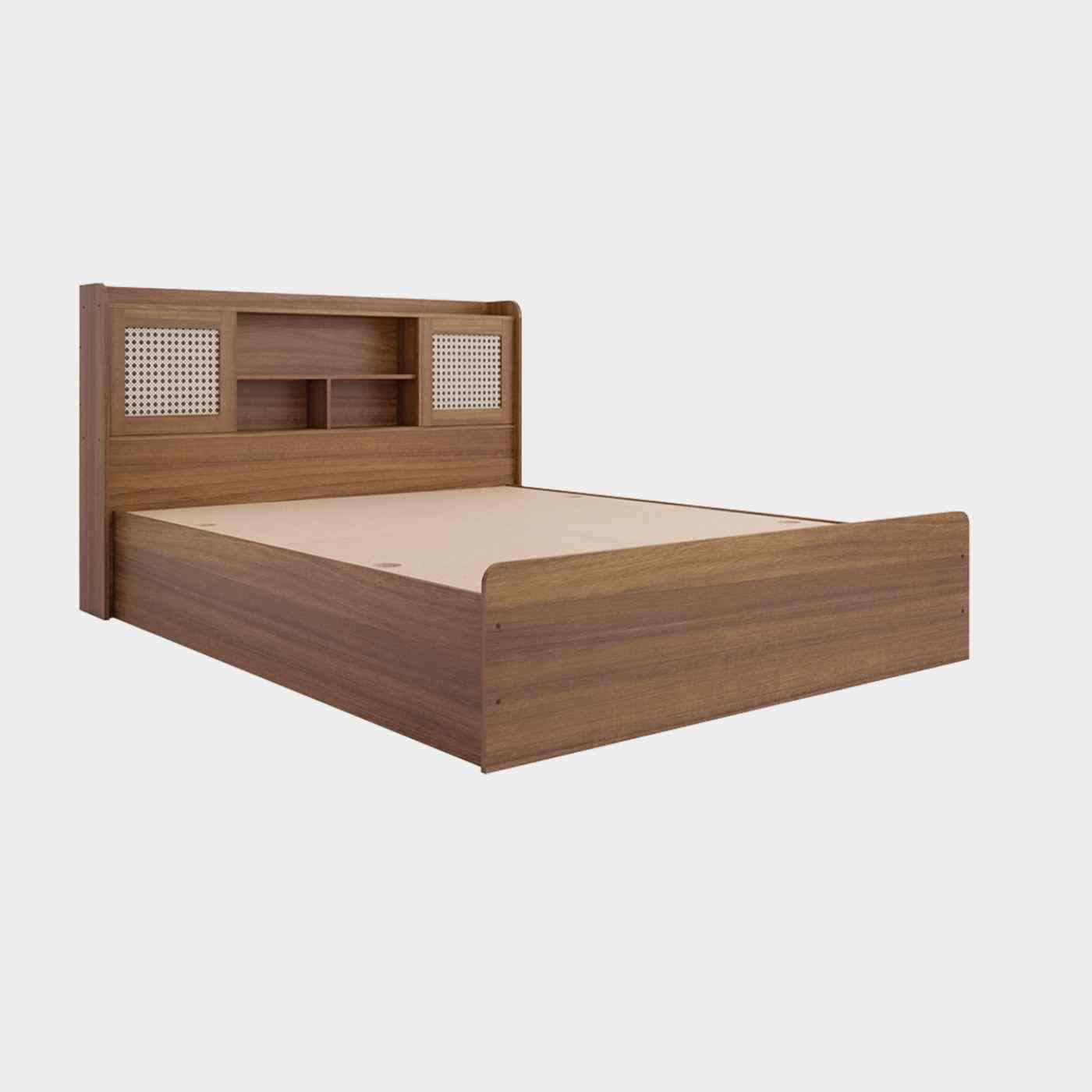 Sakura Rattan Box & Headboard Storage Bed - King, Leon Teak Finish