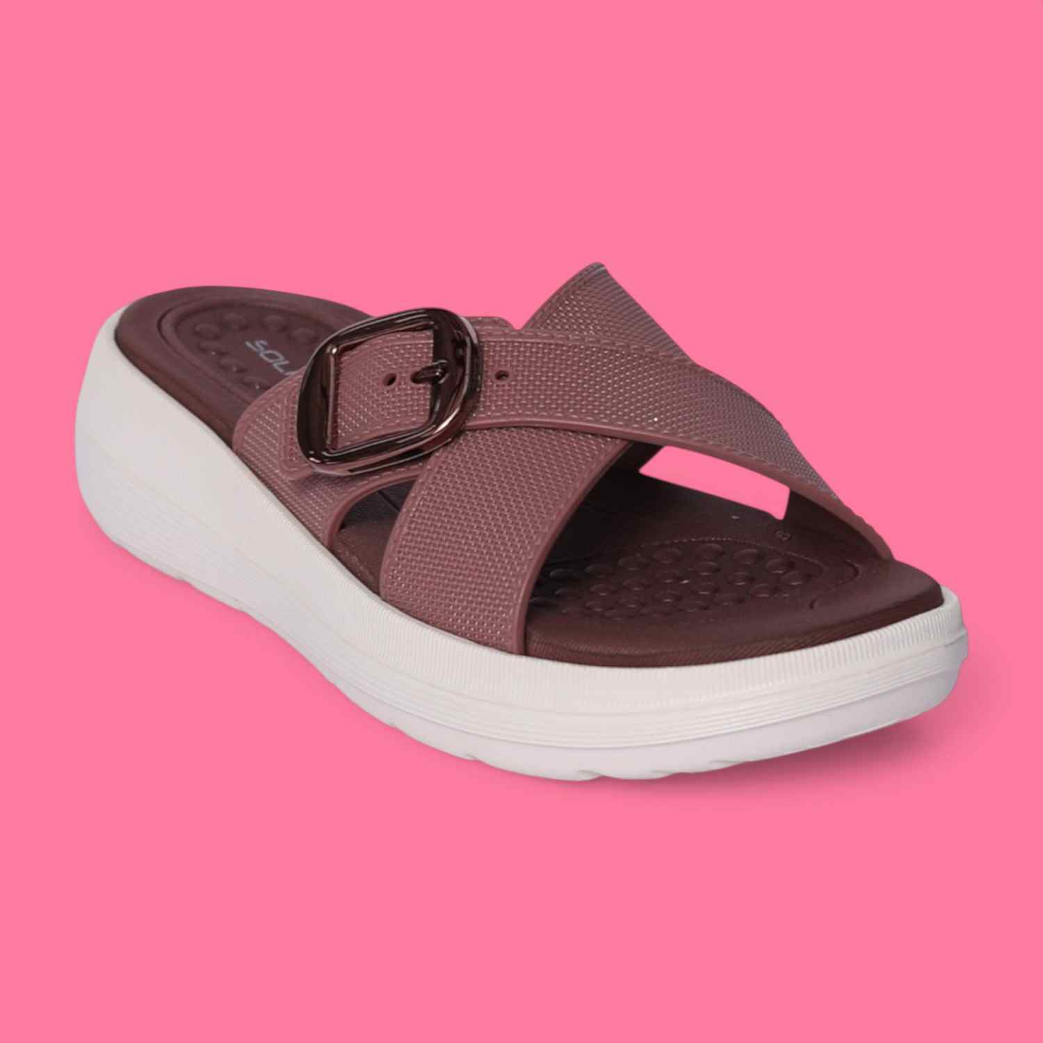 Women Dark Peach Cross-Strap Platform Sandal