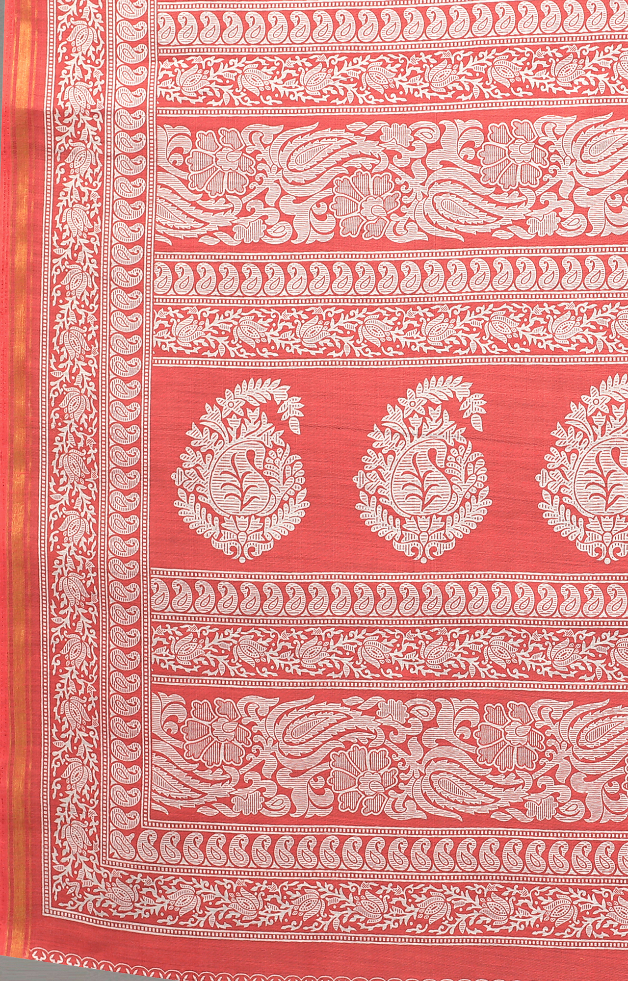 Women Peach Batick Block Print Casual Wear Saree-HAL21CTN00036PEACH