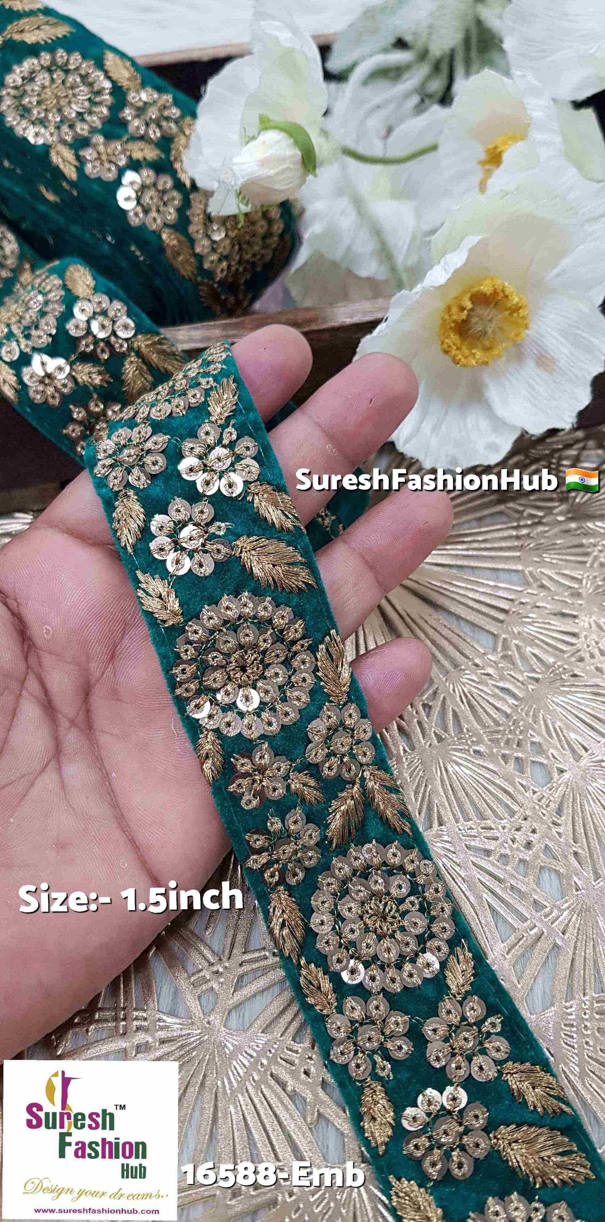 Rama Velvet Bloom Sequin Border