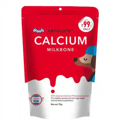 Drools Absolute Calcium Milk Bone Pouch for Puppies & Adult Dogs, 190g