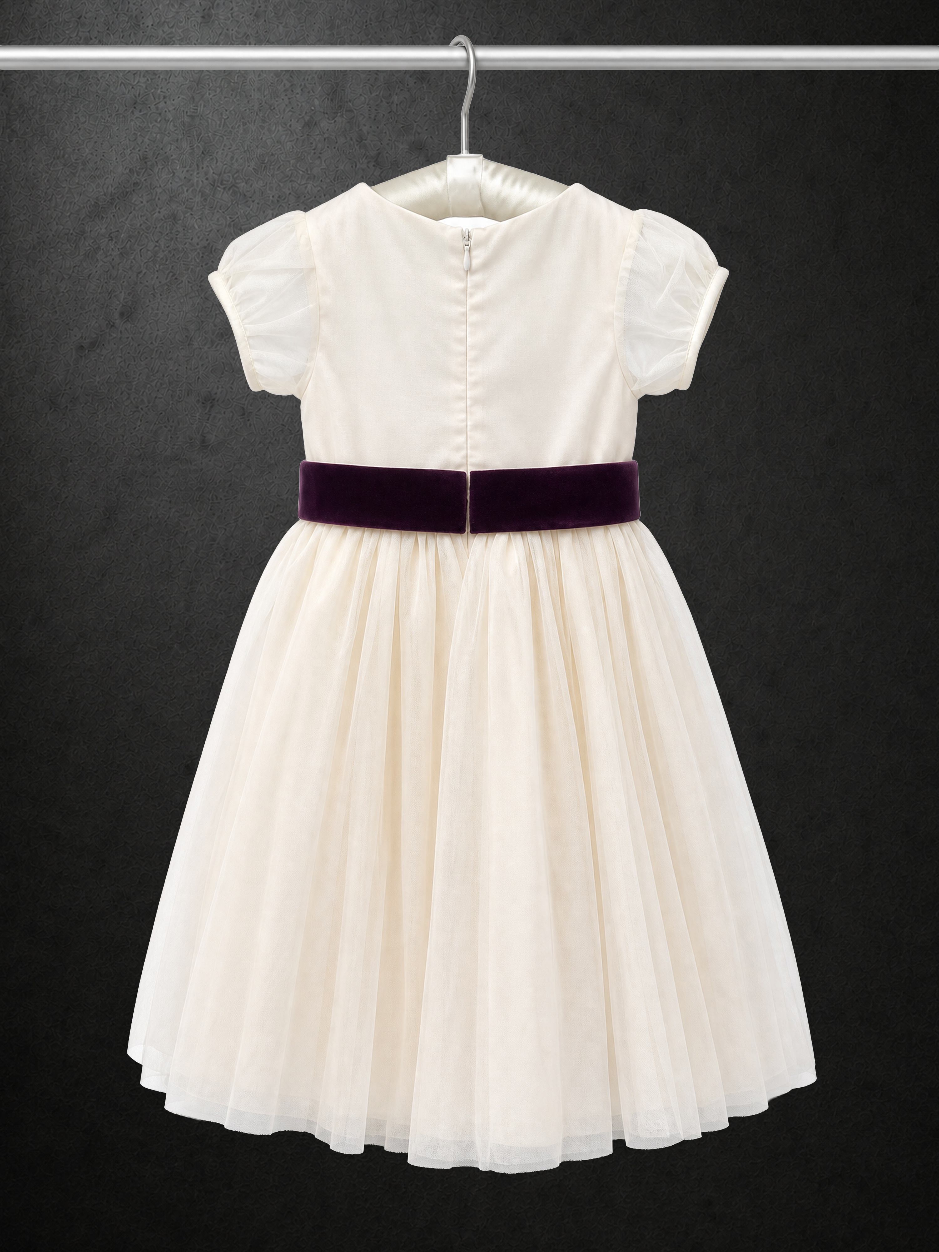 Mothercare Girls Luxe Occasion Short Sleeve Dress - Peach