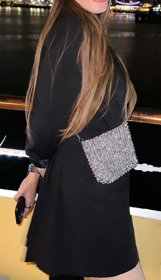Shiny Silver Sling Bag