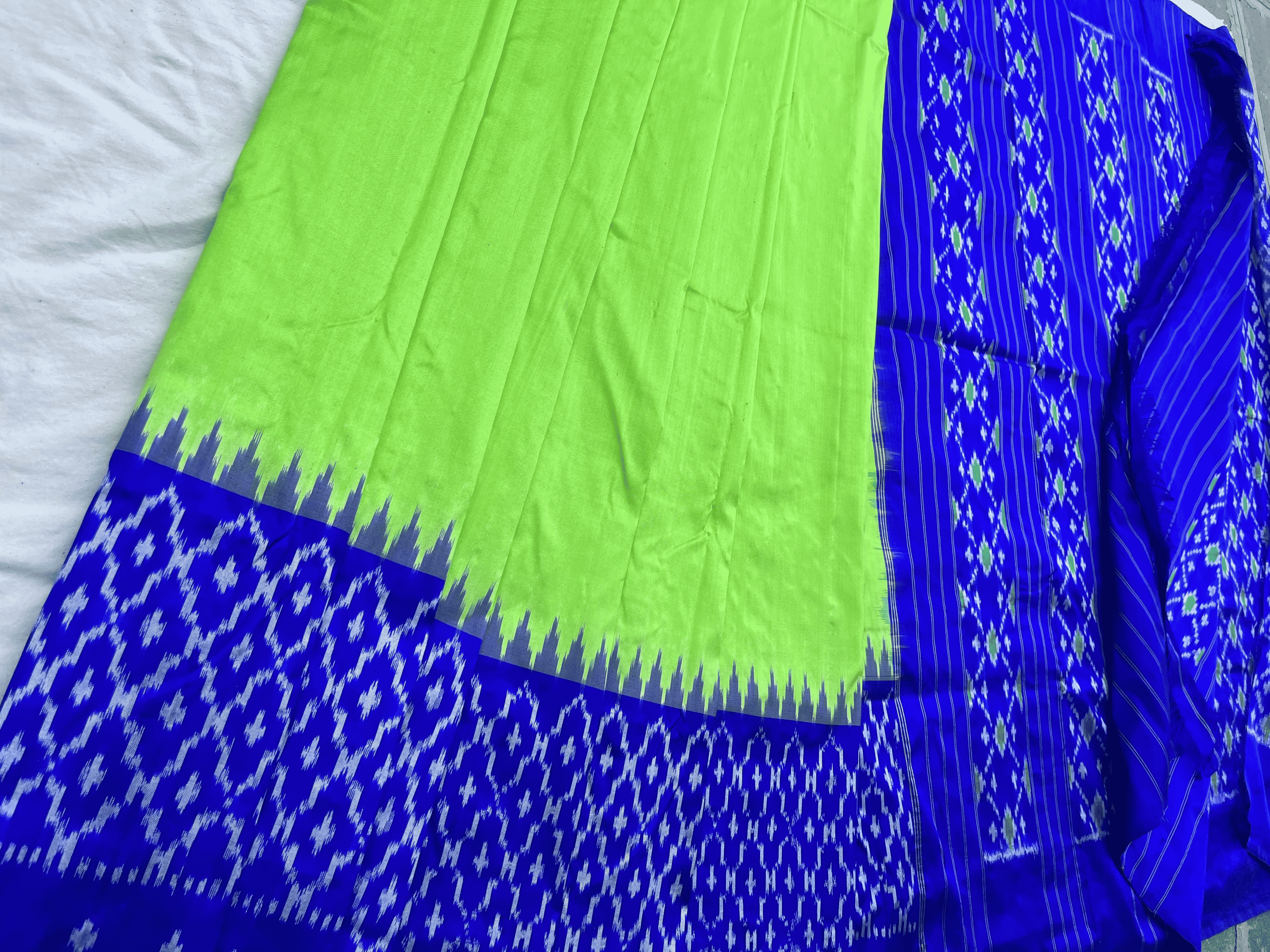 Silk Big Border Green Ikat Saree
