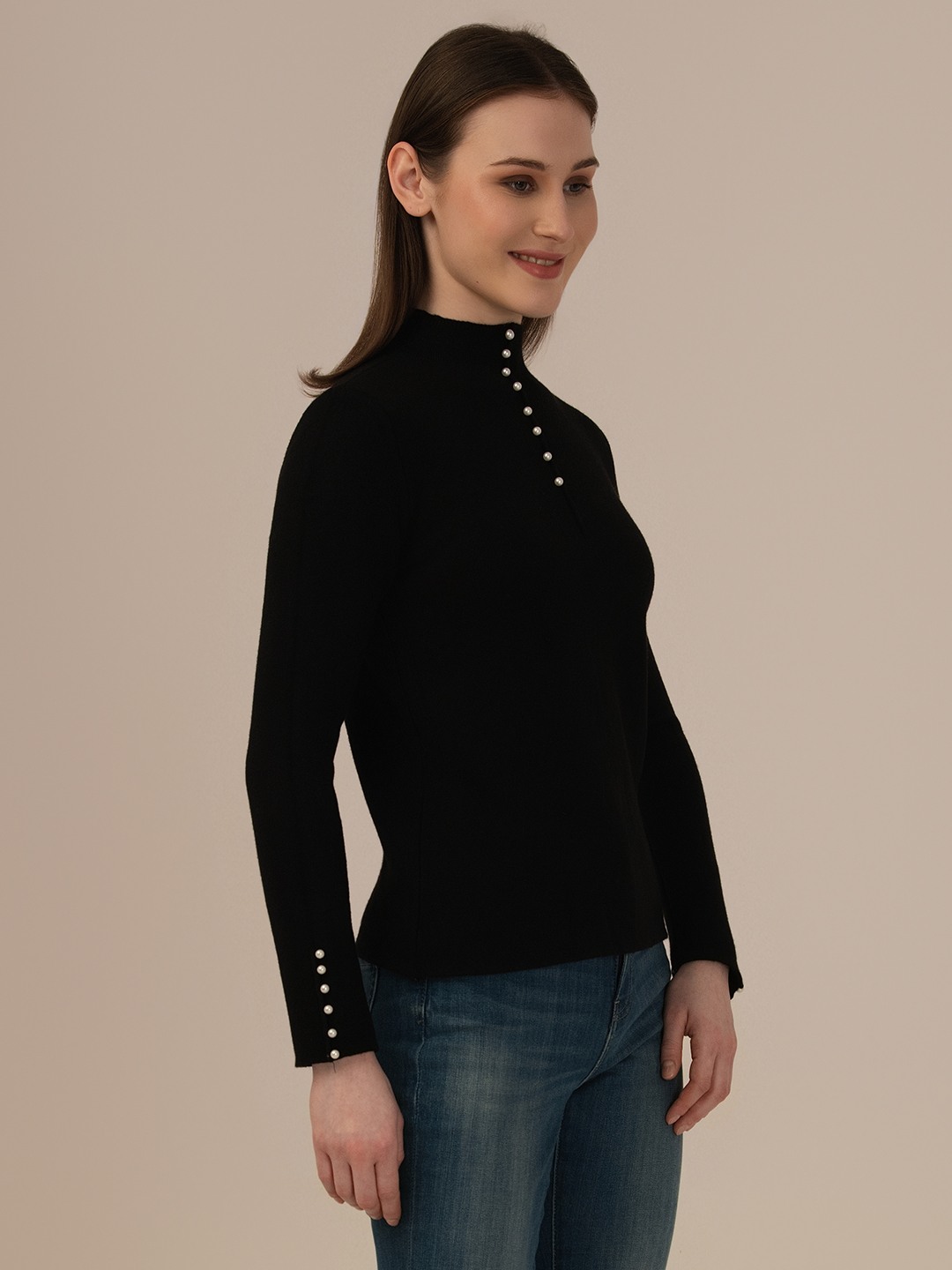 Albion Winter Black Woolen Top for Women – Warm & Trendy