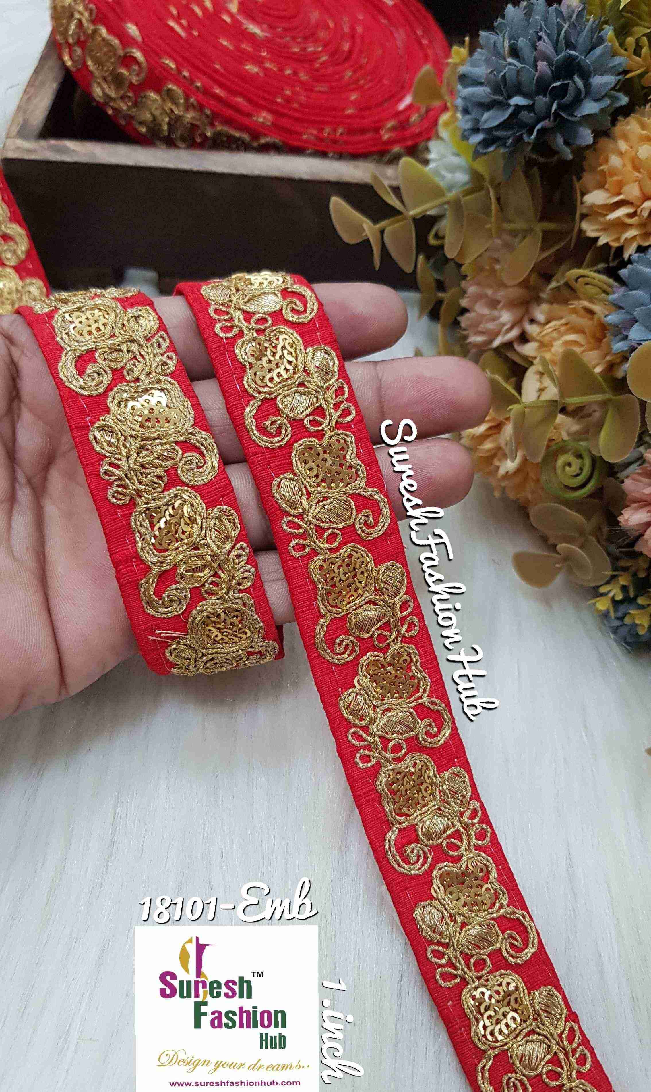 Red Luxe zari Embroidered Lace