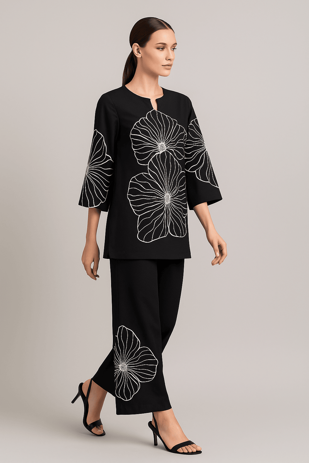 Women's Black  Embroidered co-ord With Black  Pant