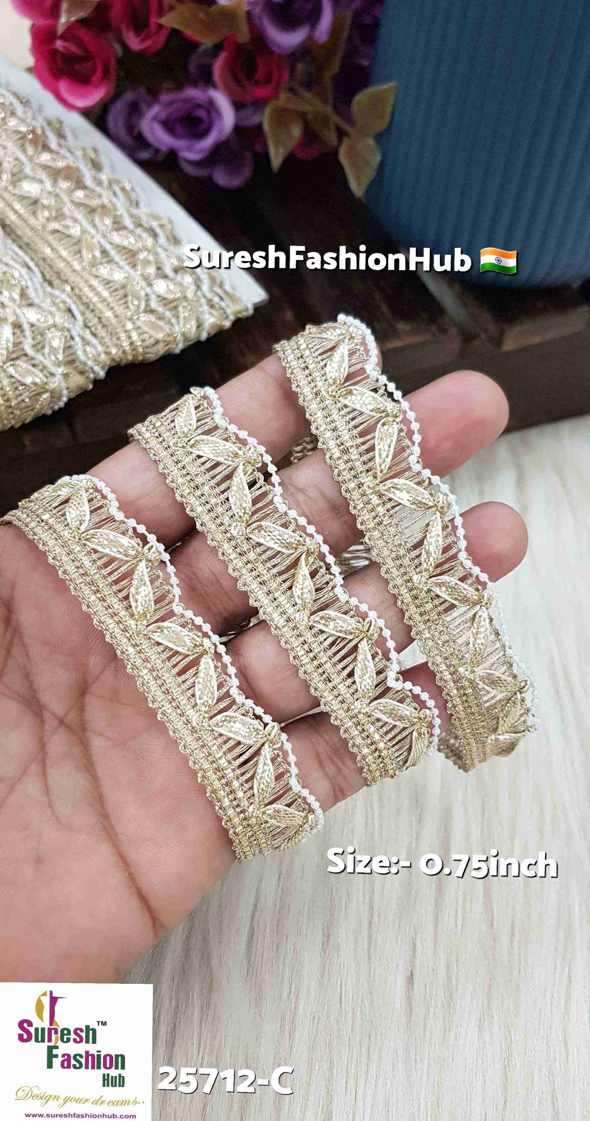 Pearl Dori & Gota Scalloped Jhalar Lace