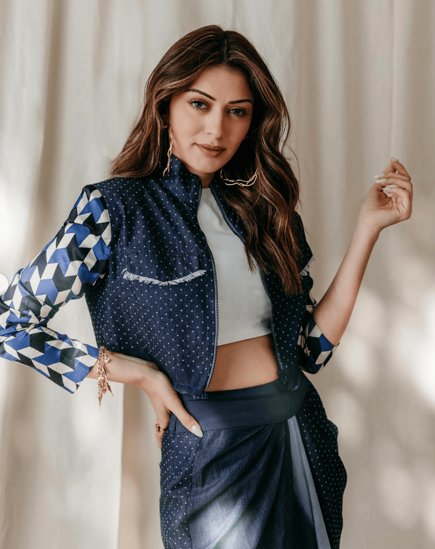 AK-OK Denim Crop Jacket and Knotted Skirt Set