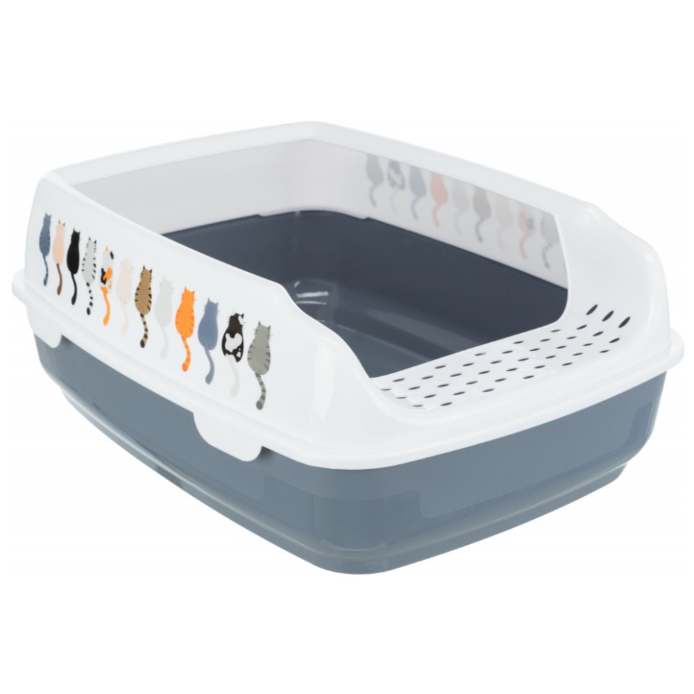 Trixie Delio Cat Litter Tray with Rim Printed (38x20x50cm, Grey/White)