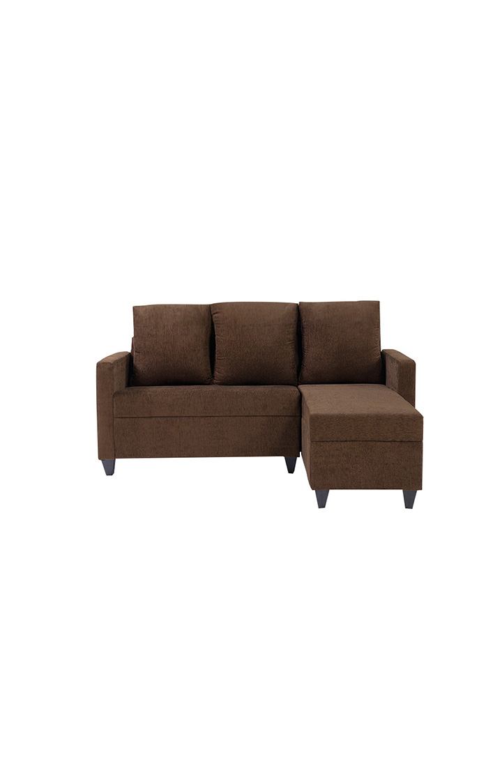 neudot Saya LHS Sectional Sofa for Living Room |4 Person Sofa| Premium Fabric with Cushioned Armrest | 12 Months Warranty| Solid Wood Frame| 4 Seater in Saya Brown Color DIY(Do-It-Yourself)