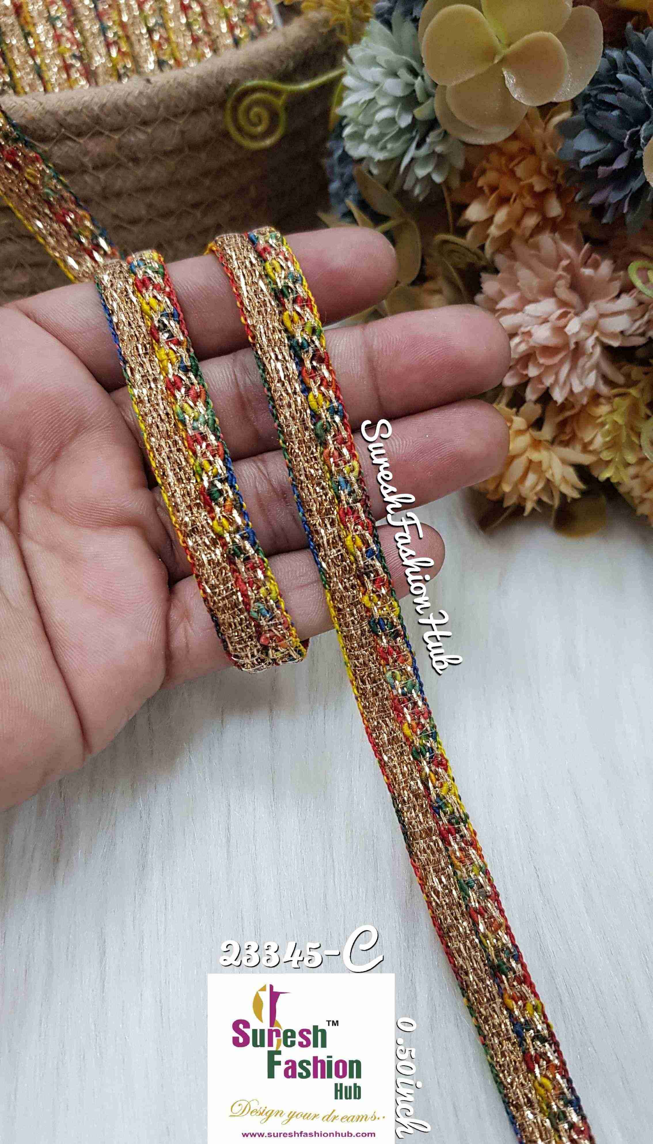 Golden Zari Glimmer Multi Bases Designer Trims