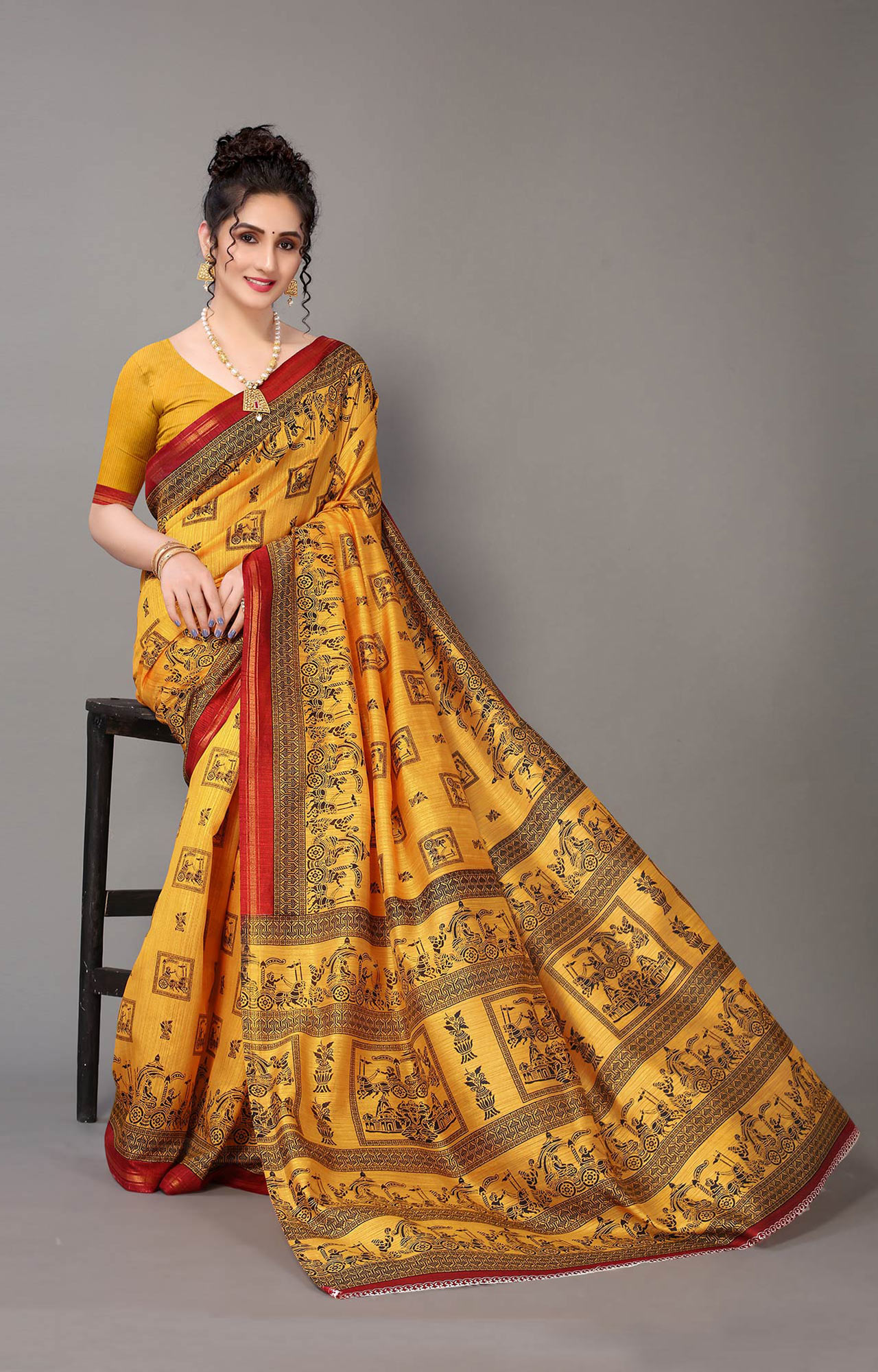 Dark Green Color Chiffon Fabric Daily Wear Saree | Chiffon fabric, Saree,  Print chiffon