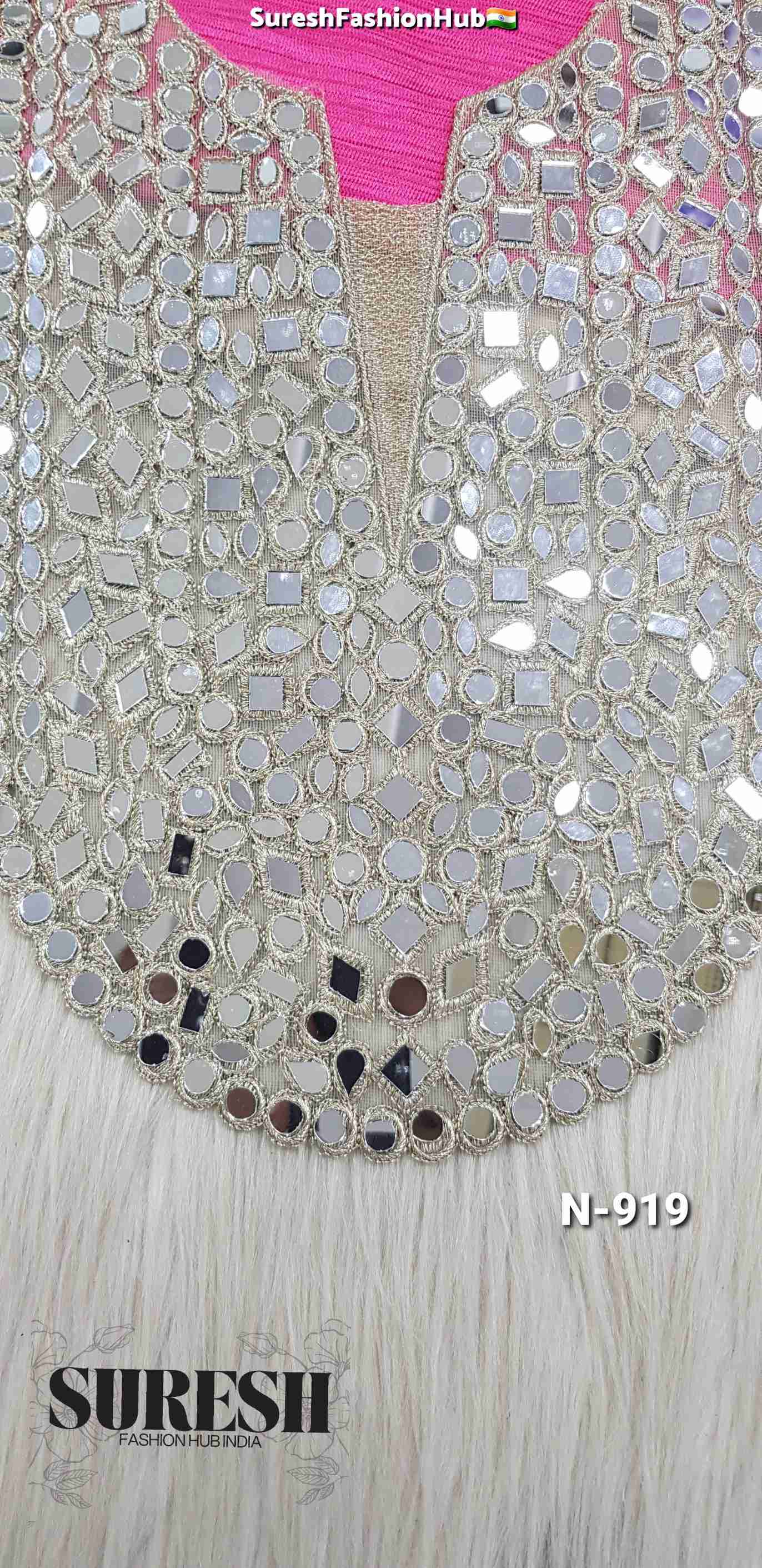 Pearl Geometric Mirror Embroidered Neck – N-919