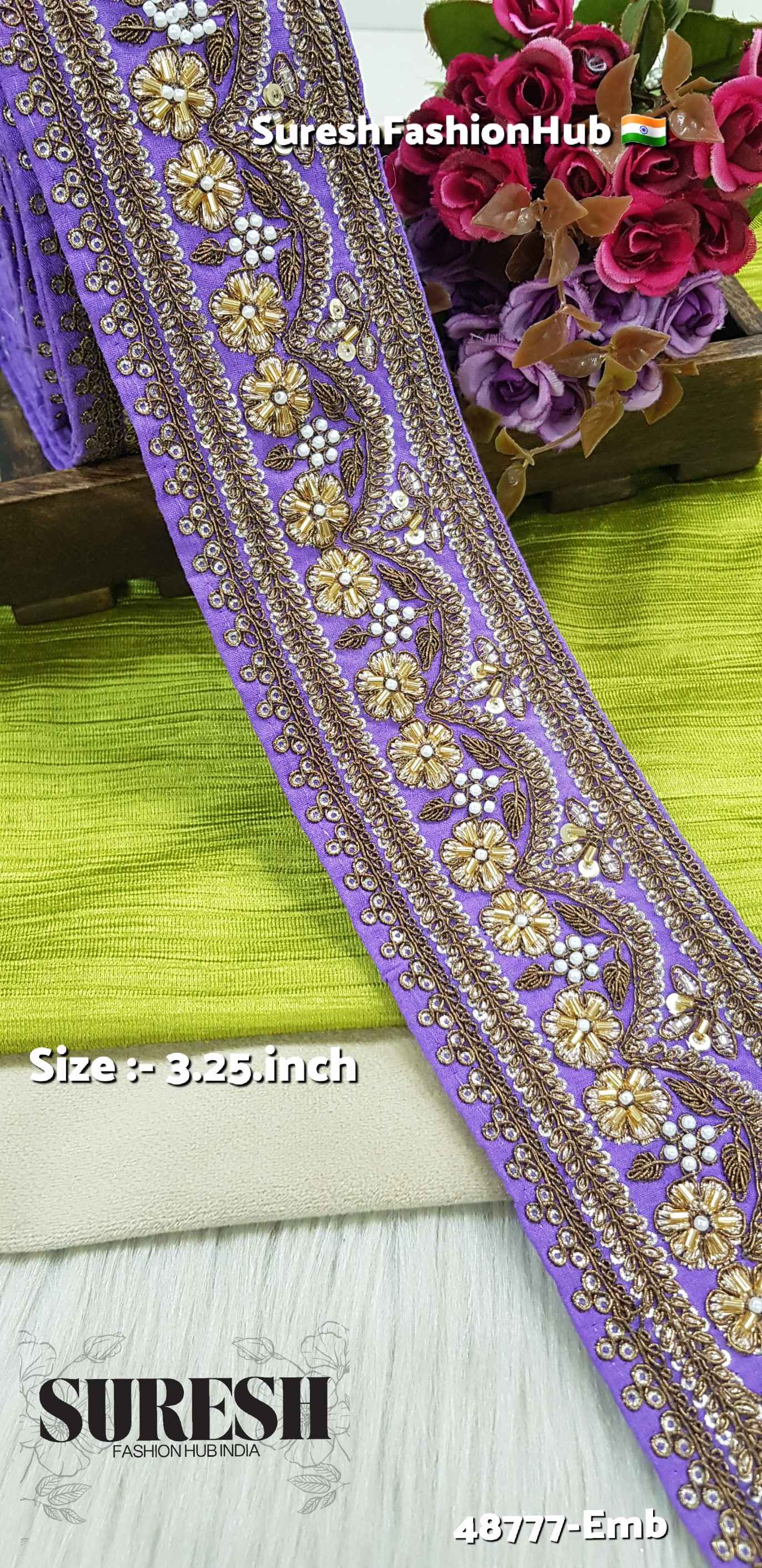 48777-Emb Royal ZariBloom Machine Embroidery Lace – Lilac