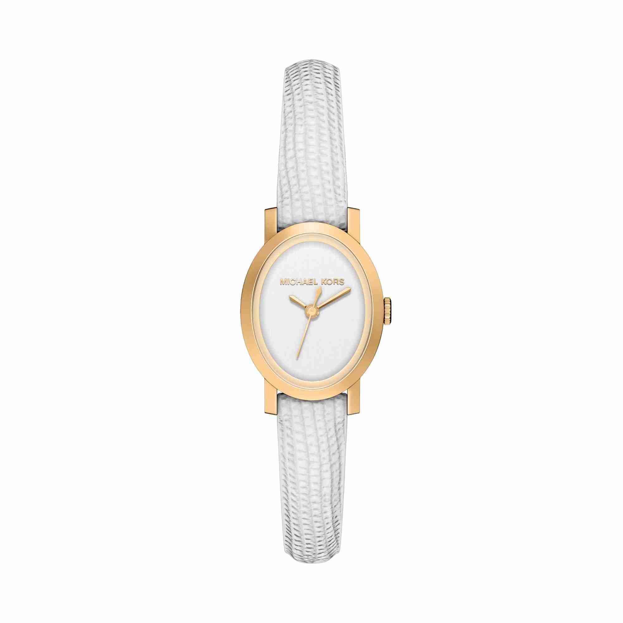 Michael Kors Petite Maude Gold-Tone and Lizard Embossed Leather Watch