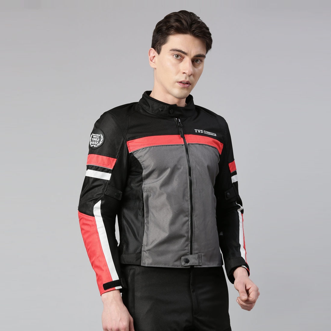 QziH6 q5l TVS Racing or Riding Jacket SL or Red and Black or Medium Size