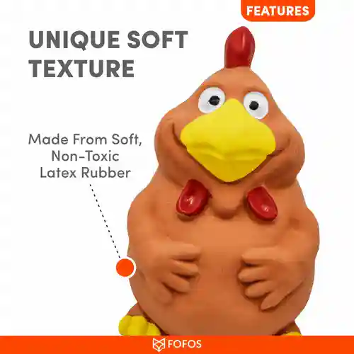 Barkbutler Fofos Latex Bi Rooster Squeaky Toy for Dogs (Brown)