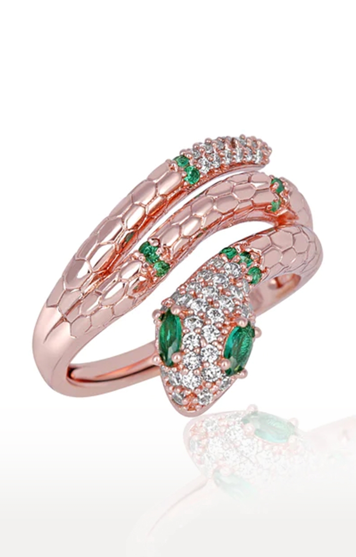Unisex Pink Emerald Eye Snake Ring
