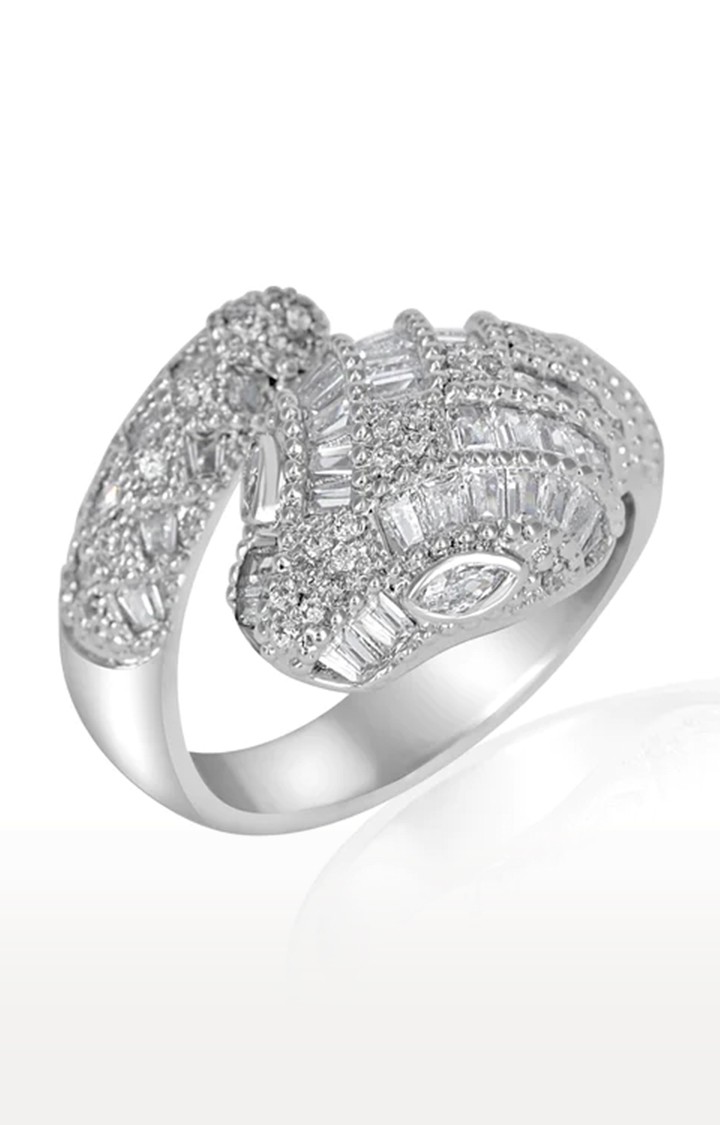 Unisex Silver Baguette Snake Ring