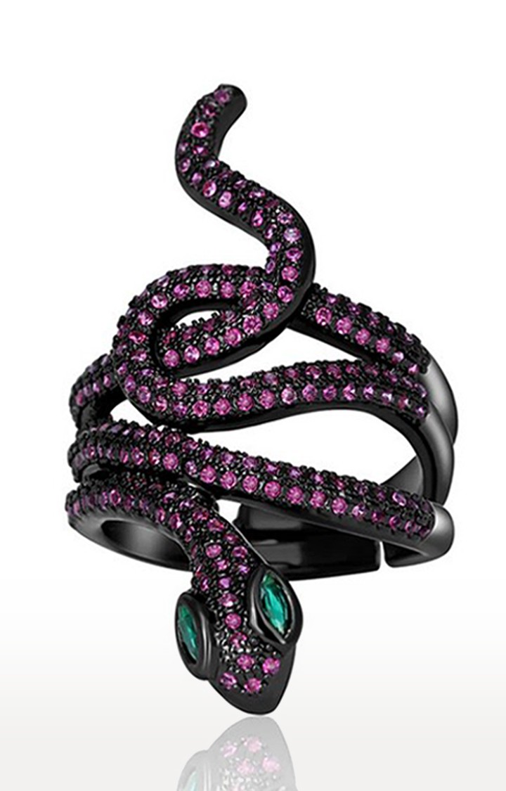 Unisex Black Punky Snake Rings