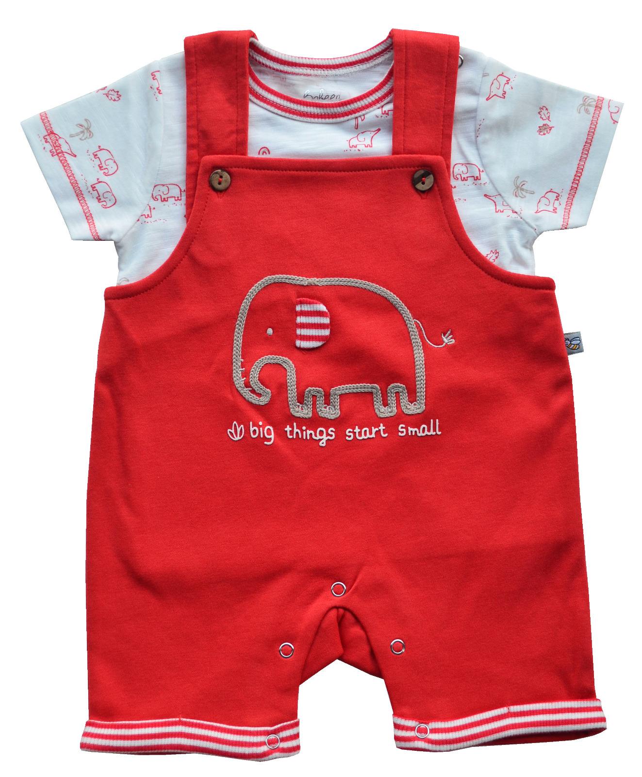 Baby's Short Romper set with T-Shirt,Color-Red/White
