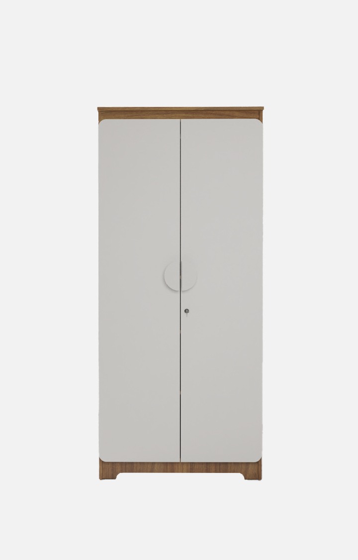 neudotAstona 2 Door Enginereed Wood Wardrobe - Leon Teak Finish | Space & Clothes Organizer | Cupboard | Almari | 1 Year Warranty