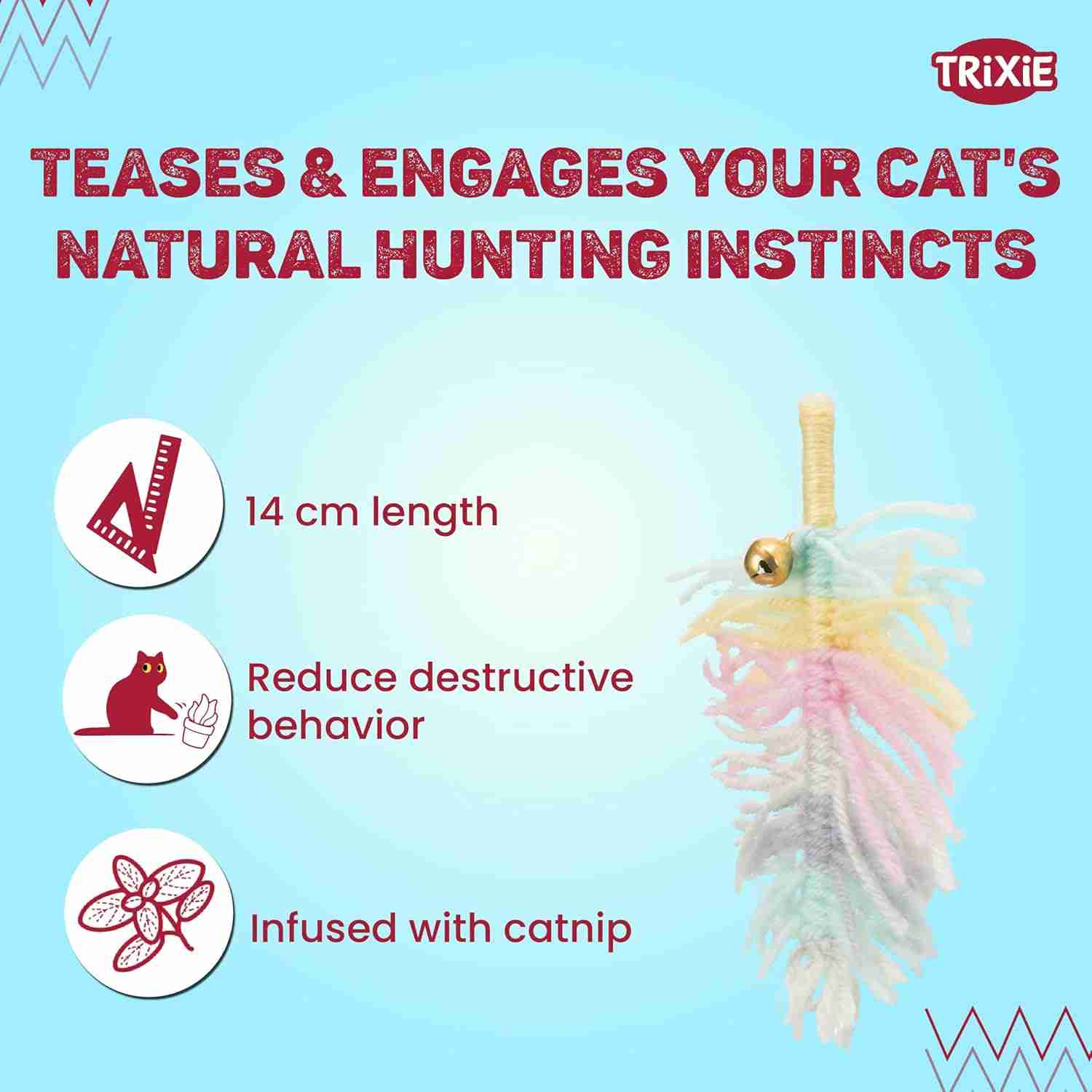 Trixie Playing Rod Star Plastic/Plush Catnip Toy for Cats (46 cm)