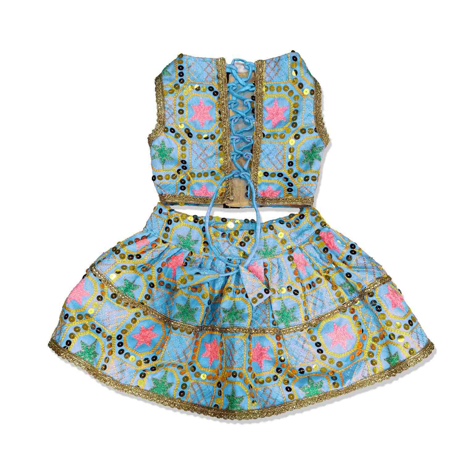 PawsIndia Traditional Desi Diva Lehenga Choli Set For Cat, Sky Blue | Ethnic Festive Wear