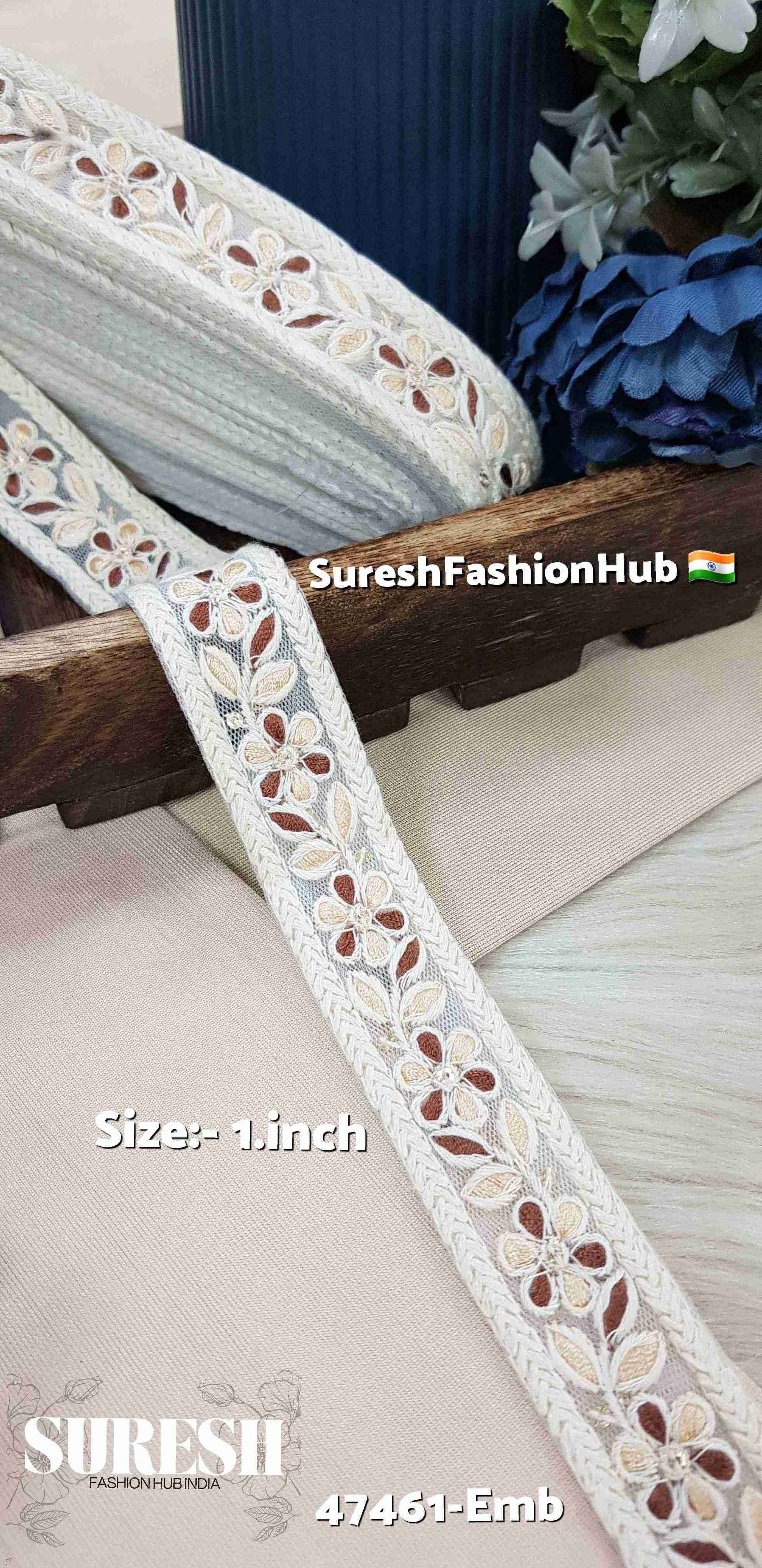 Brown & Light Brown Floral Net Lace
