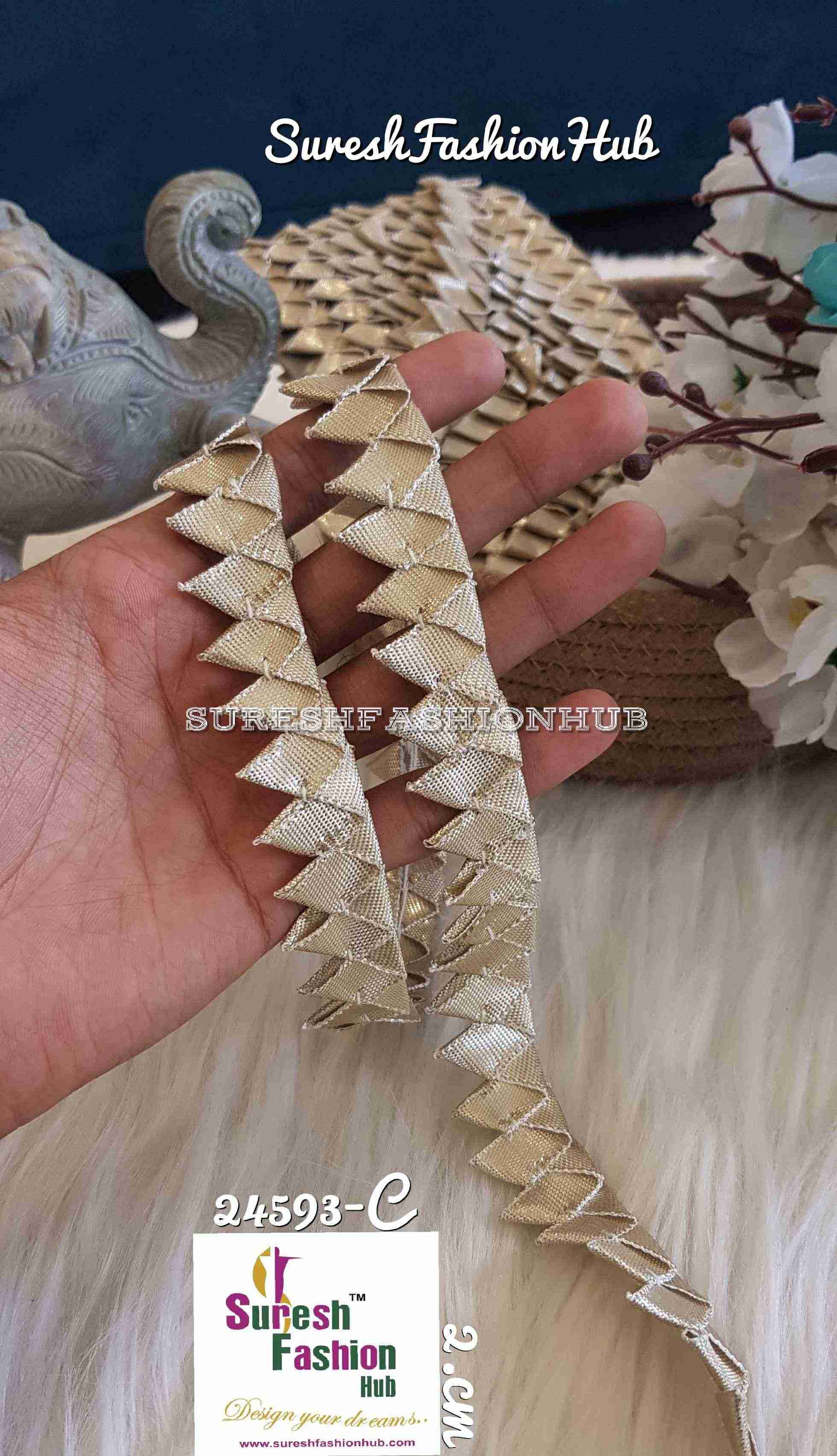 Samosa Gota Patti Light Gold Trim