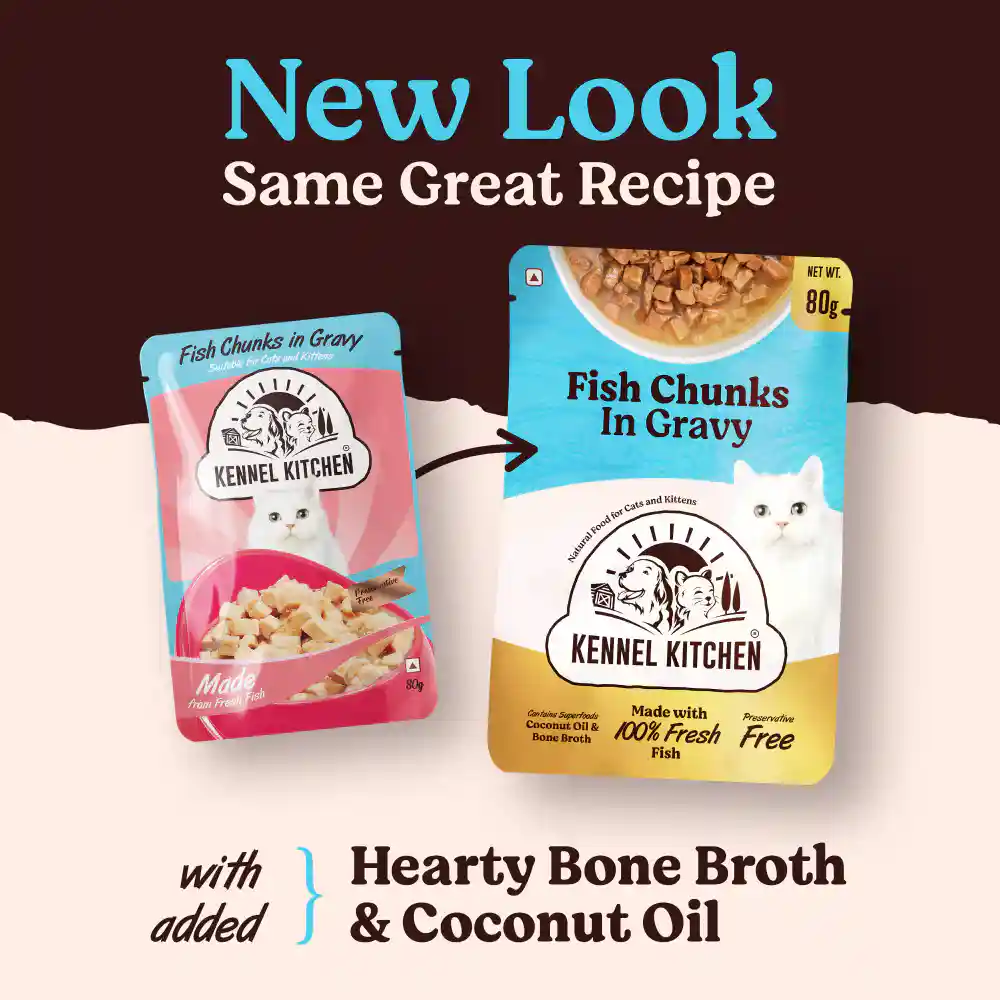 Kennel Kitchen Fish Chunks in Gravy Kitten and Adult Cat Wet Food, 80 g
