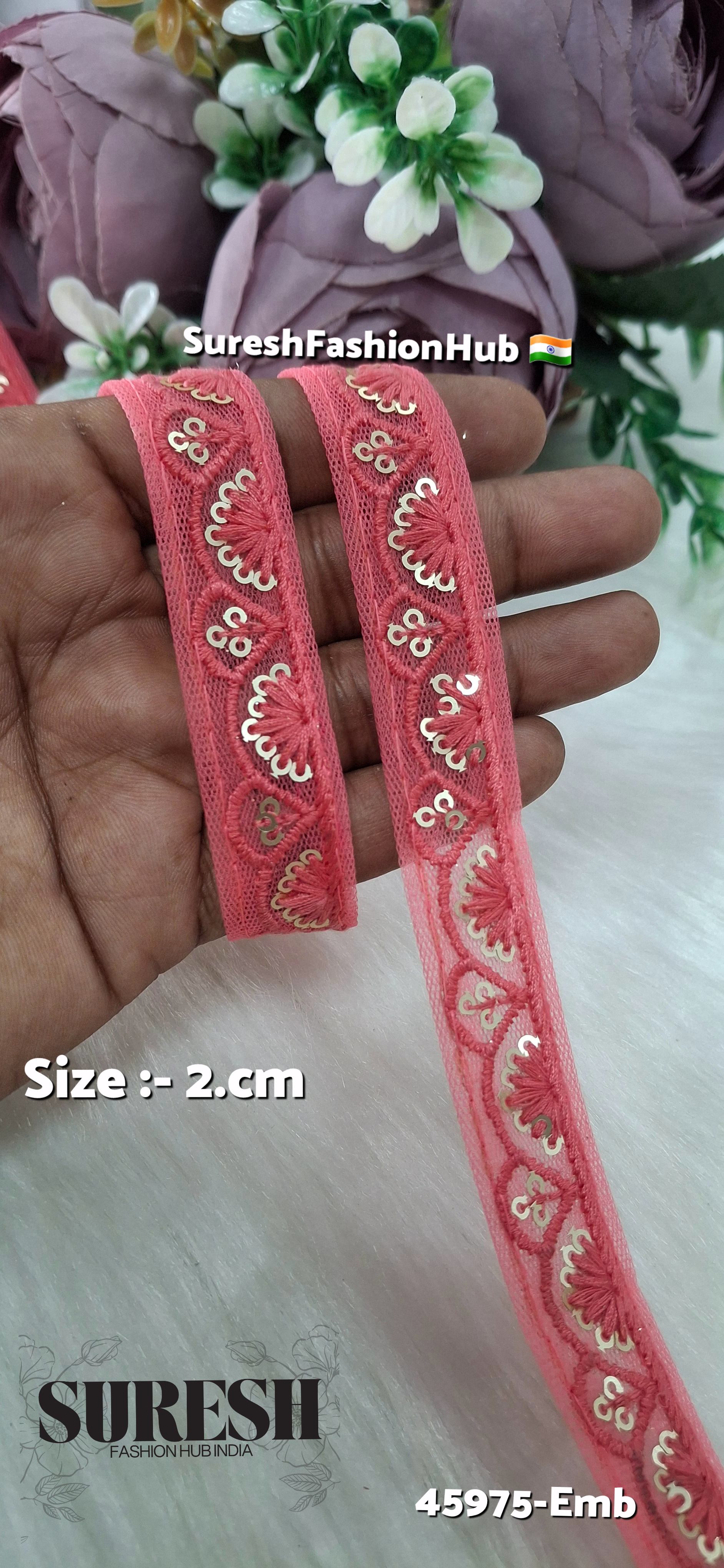 Gajari Tone-on-Tone Net Embroidery Lace